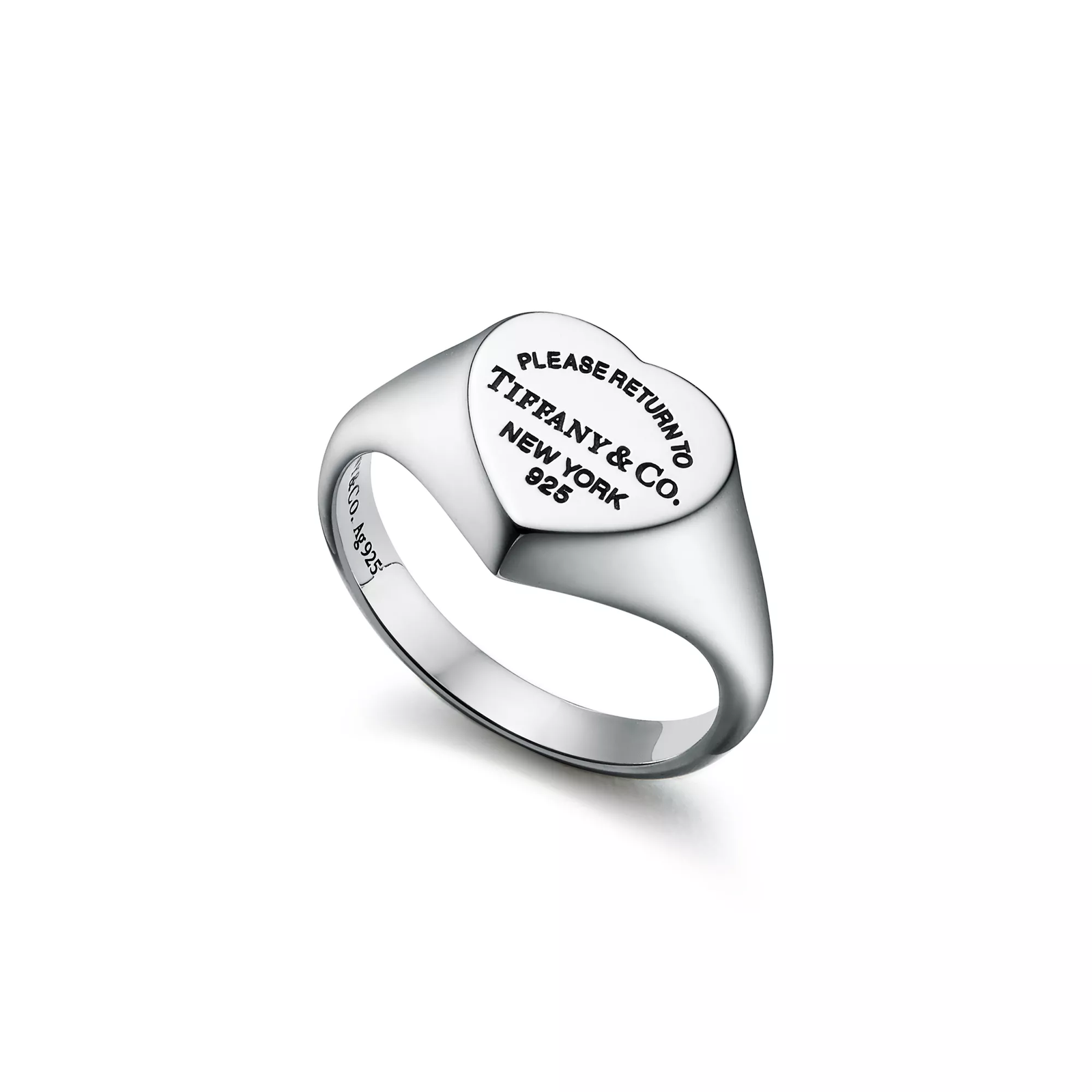 Heart Signet Ring in Silver, Small