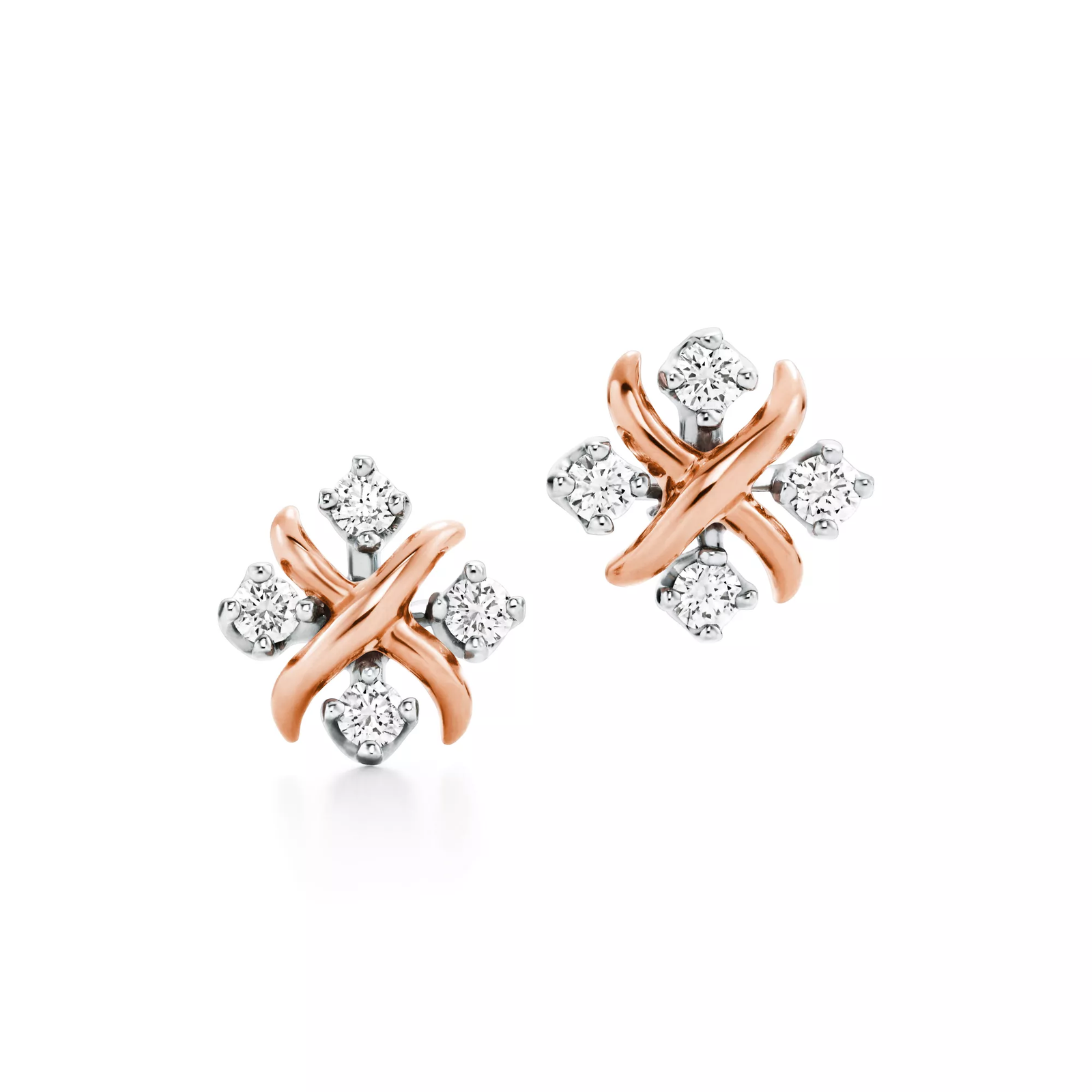 Earrings in Rose Gold and Platinum with Diamonds