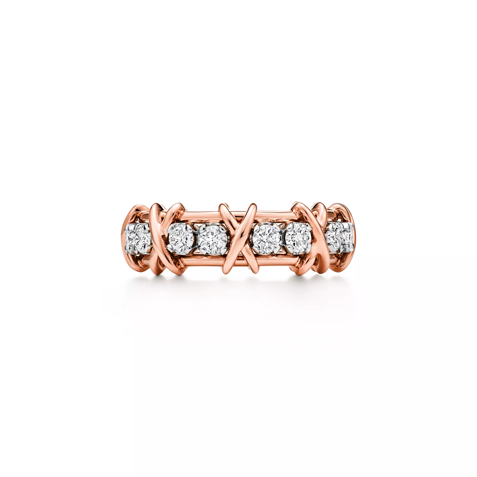 Ring in Rose Gold and Platinum with Diamonds