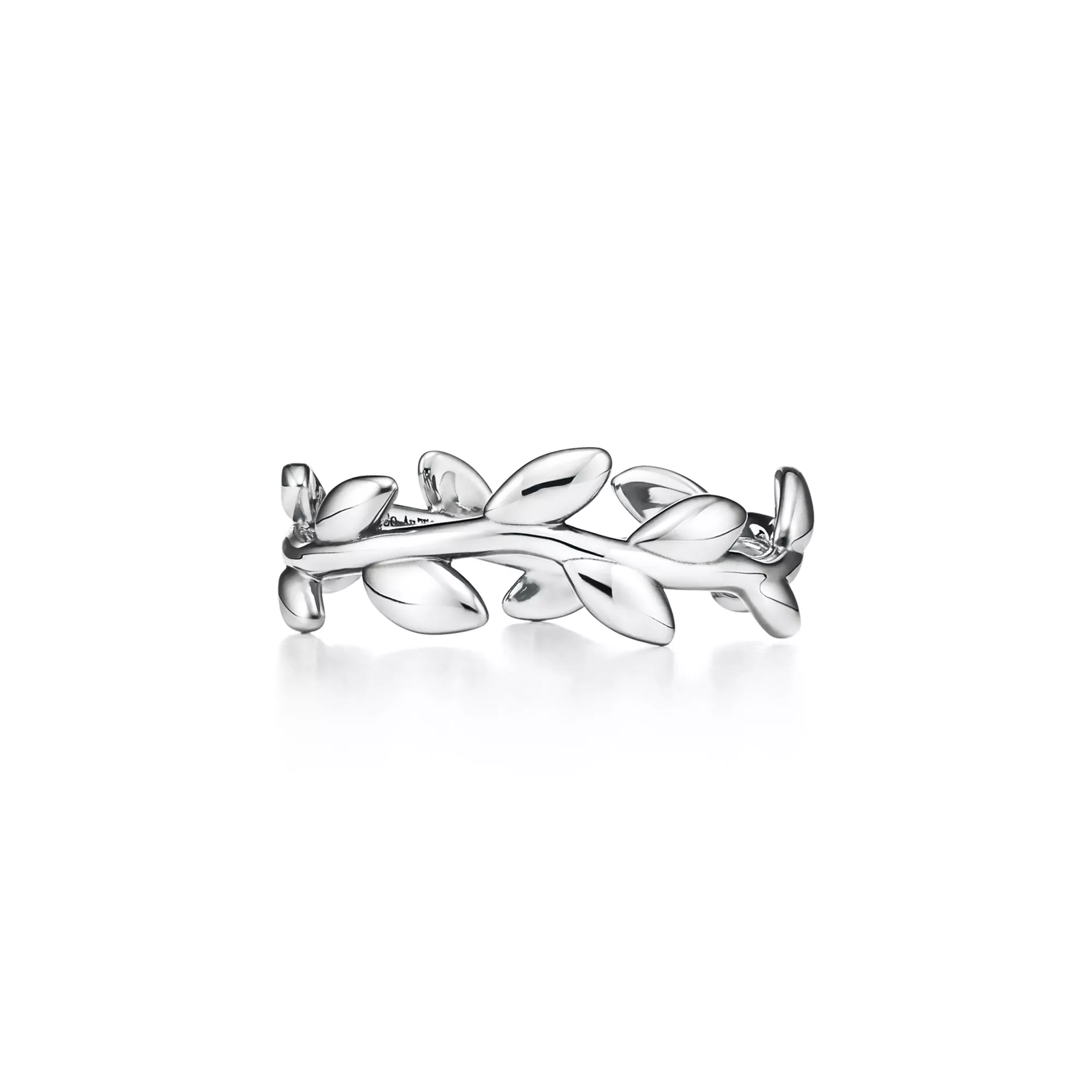 Olive Leaf Band Ring in Silver, Narrow