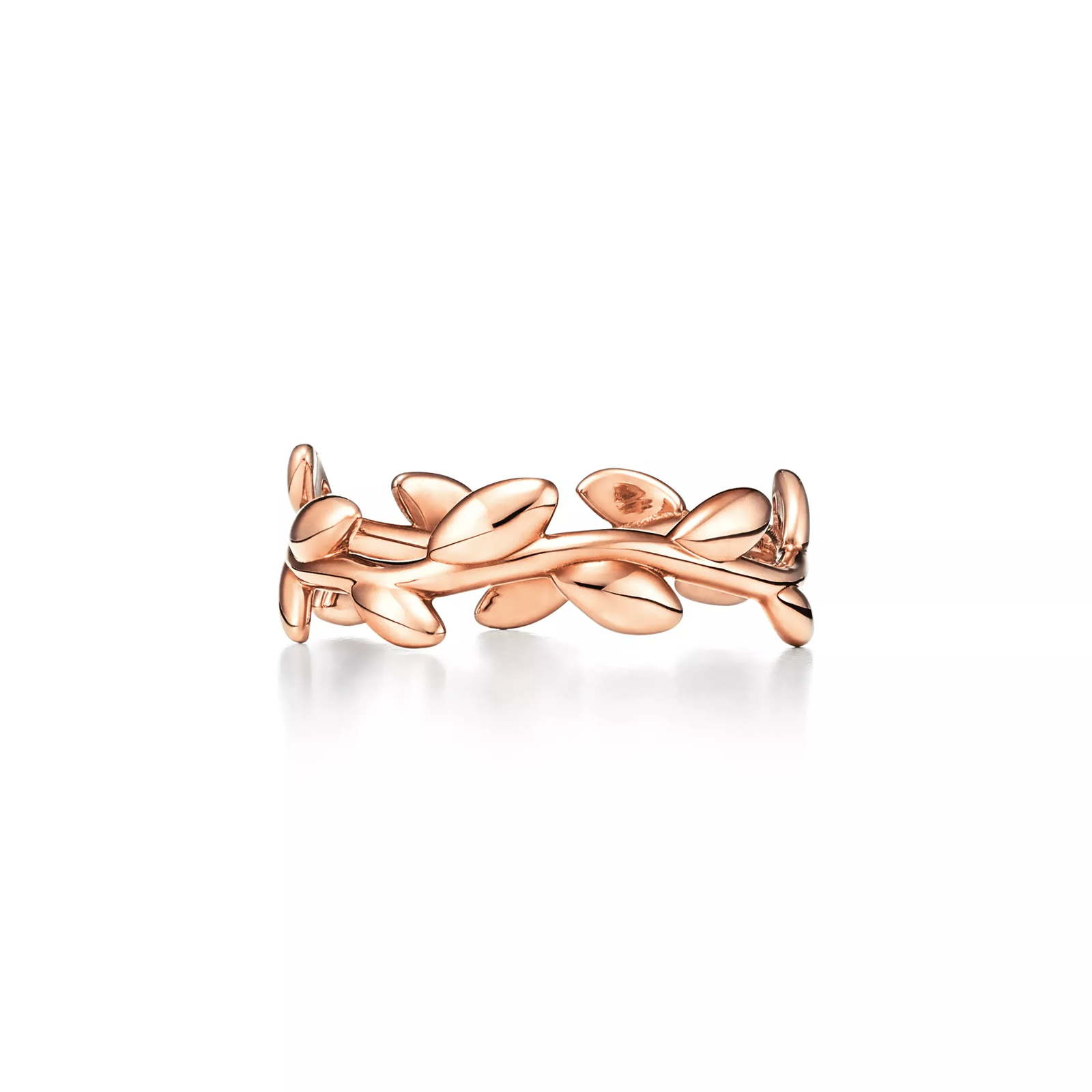 Olive Leaf Band Ring in Rose Gold, Narrow