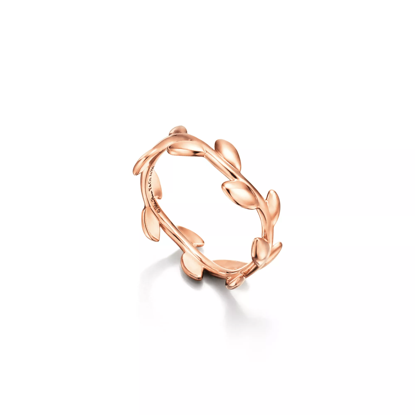 Olive Leaf Band Ring in Rose Gold, Narrow