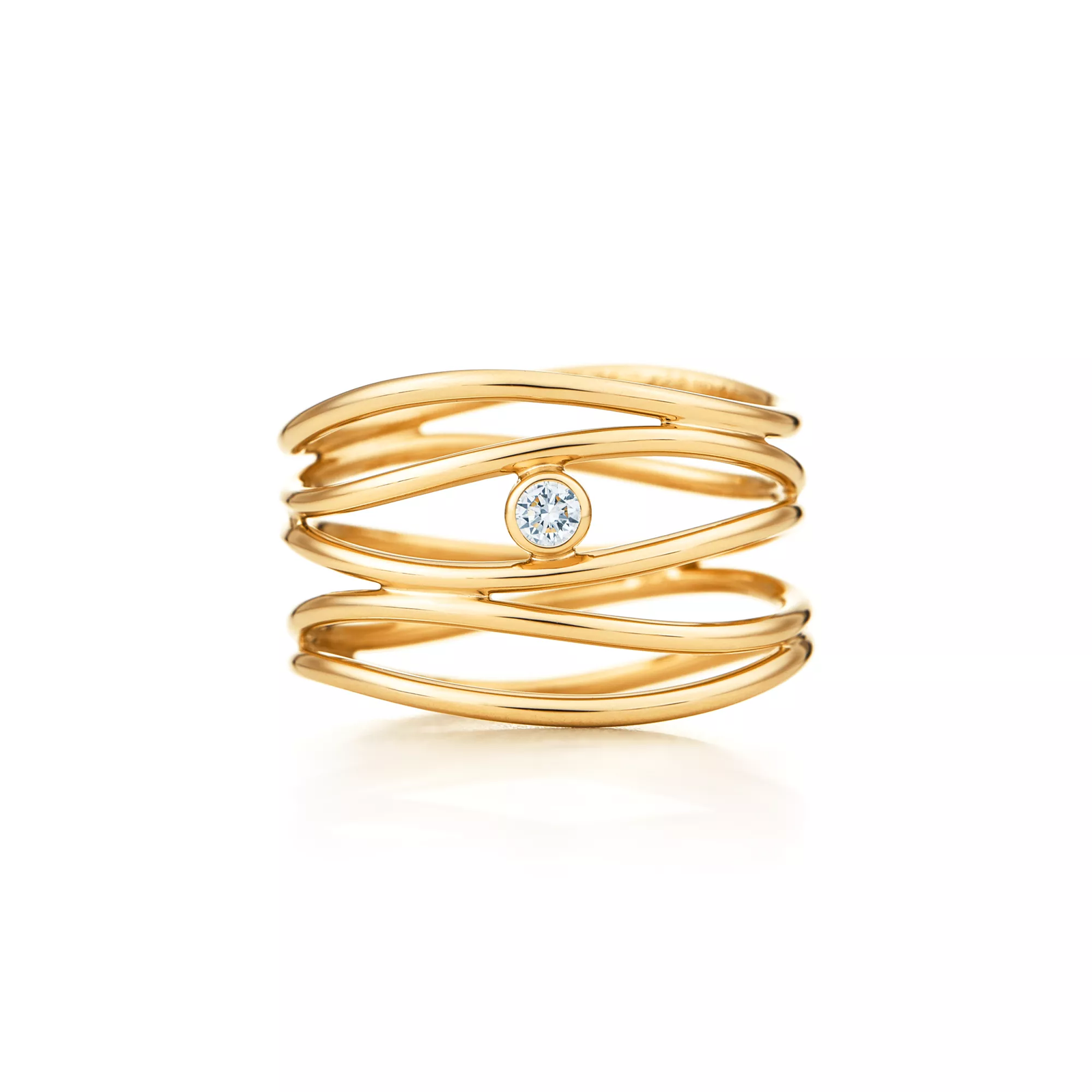 Wave Five-row Diamond Ring
