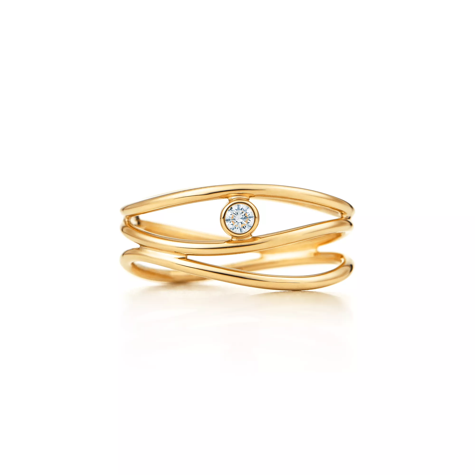 Wave Three-row Diamond Ring