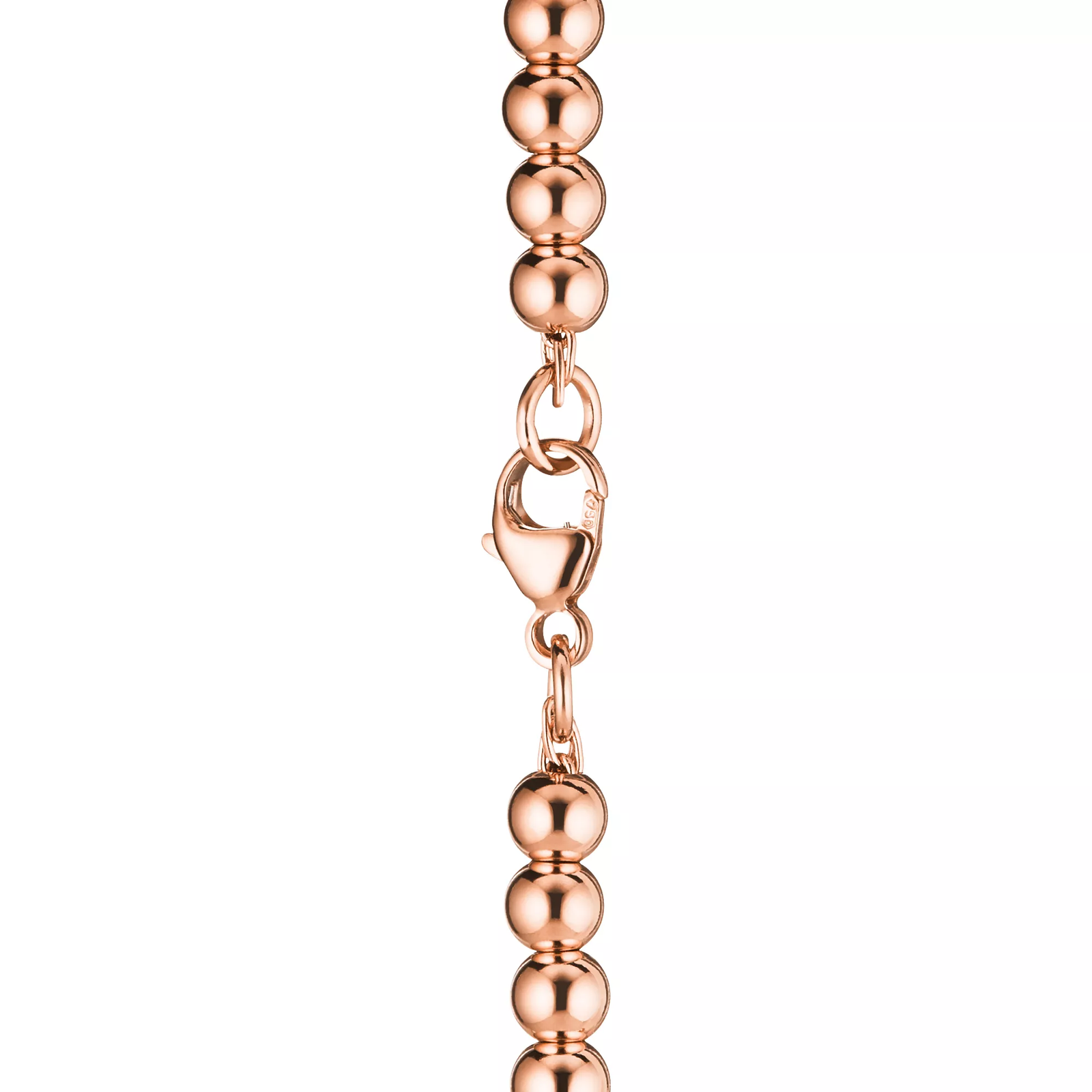 Heart Tag Bead Bracelet in Rose Gold, 4 mm