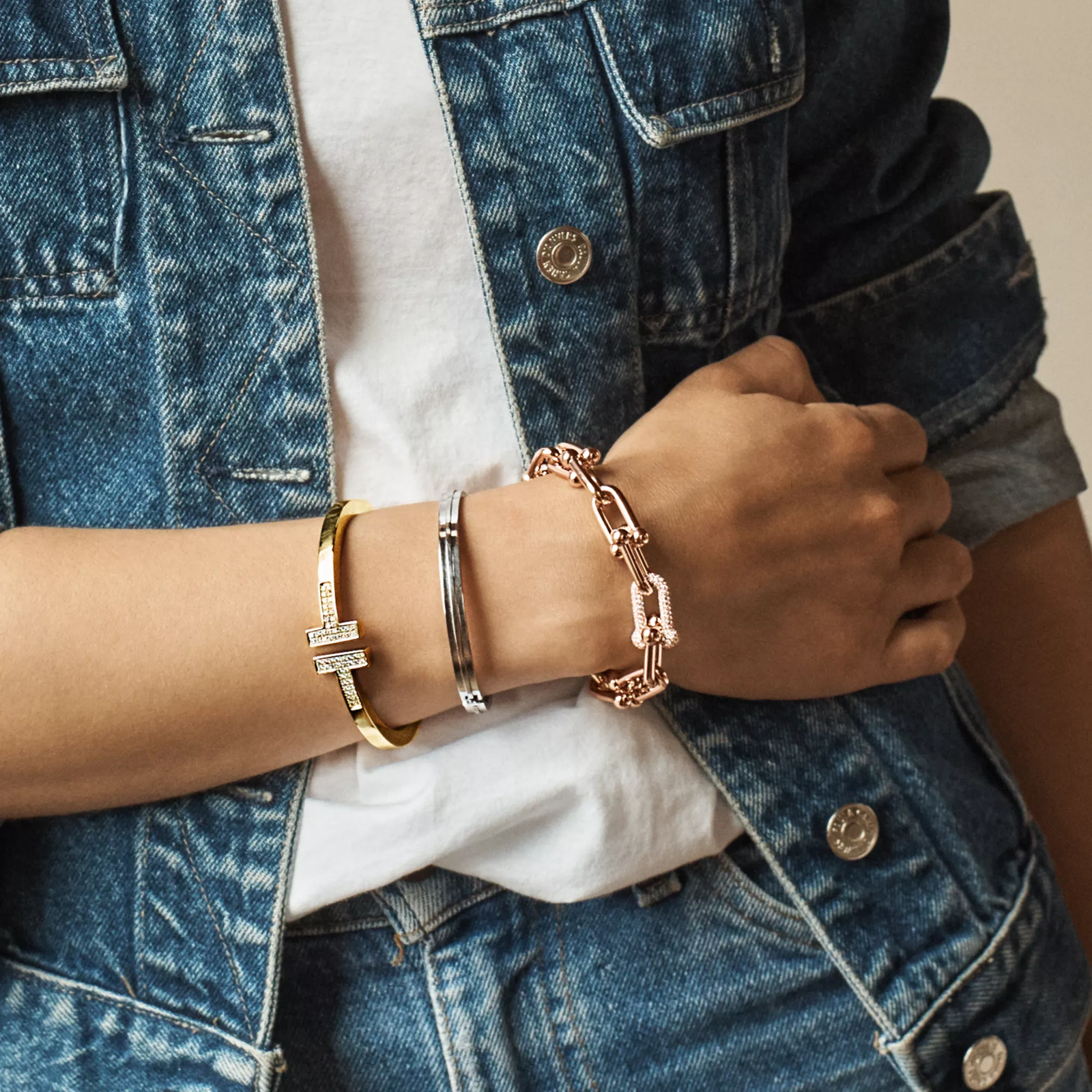Pave Diamond Square Bracelet in Yellow Gold
