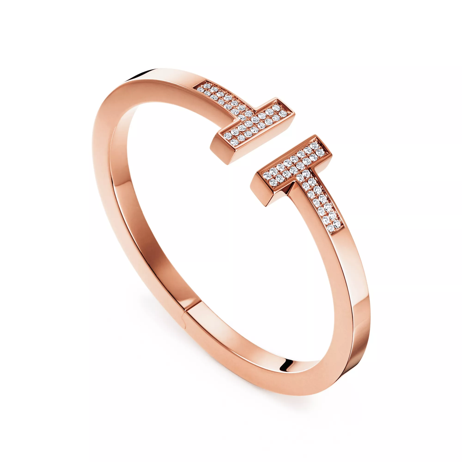 Pave Diamond Square Bracelet in Rose Gold