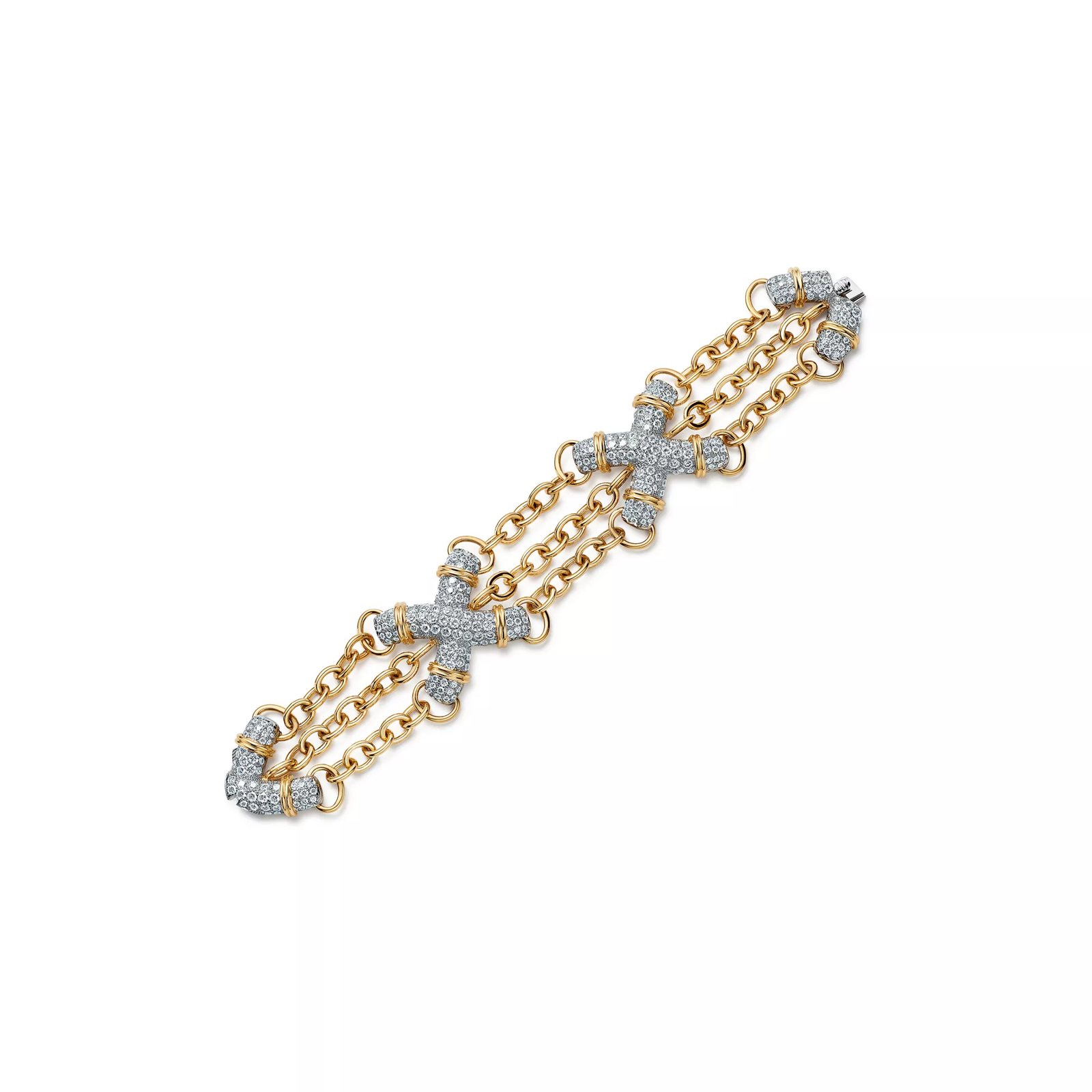 X Link Bracelet in Platinum and Yellow Gold