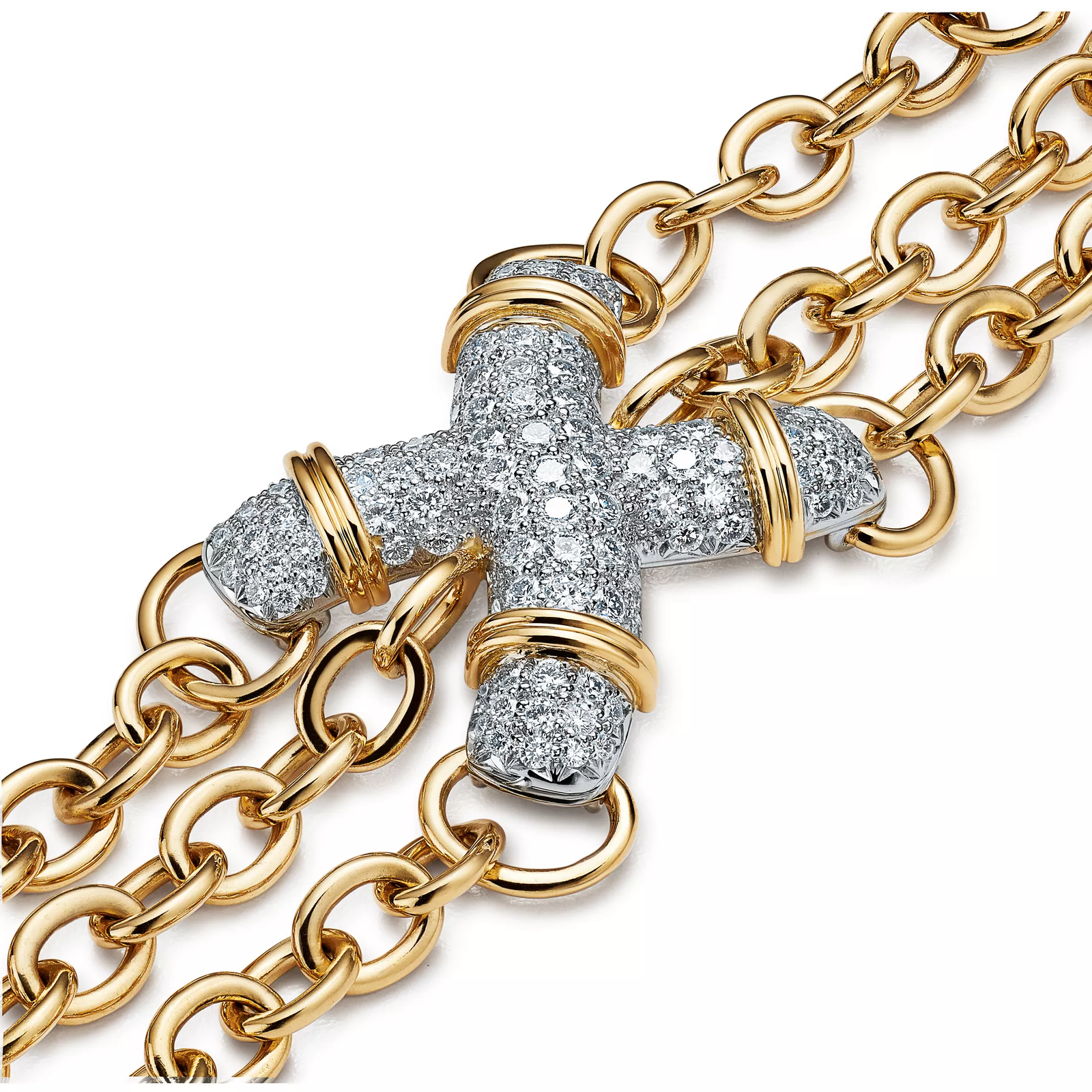 X Link Bracelet in Platinum and Yellow Gold