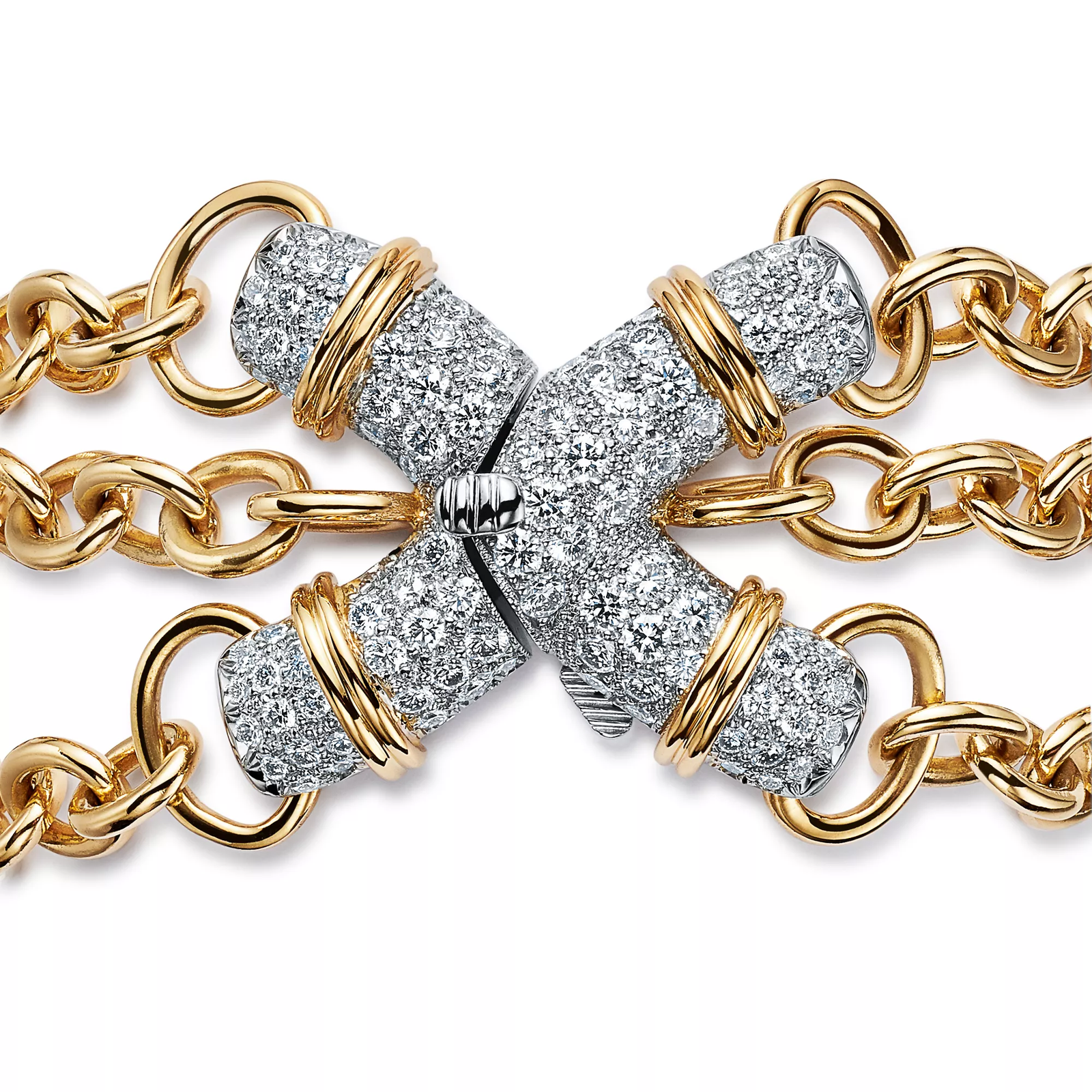 X Link Bracelet in Platinum and Yellow Gold
