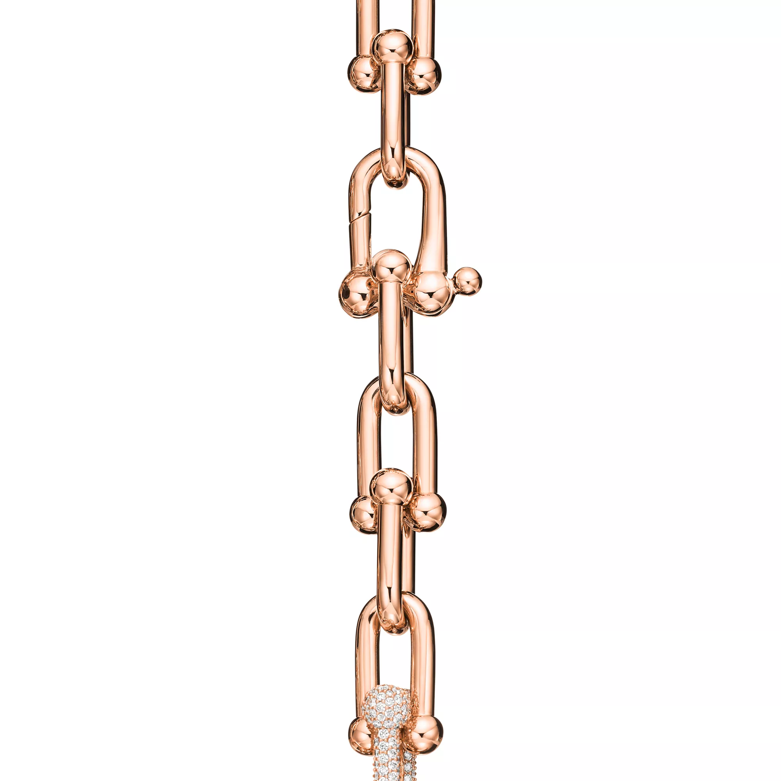 Large Link Bracelet in Rose Gold with Diamonds