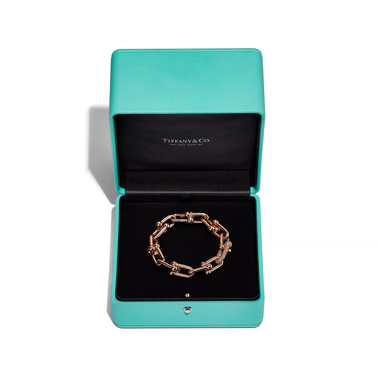 Large Link Bracelet in Rose Gold with Diamonds