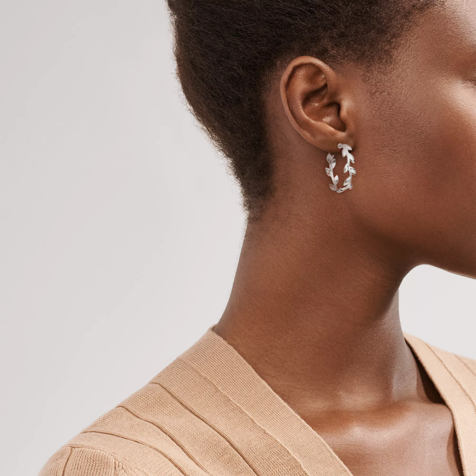 Olive Leaf Hoop Earrings