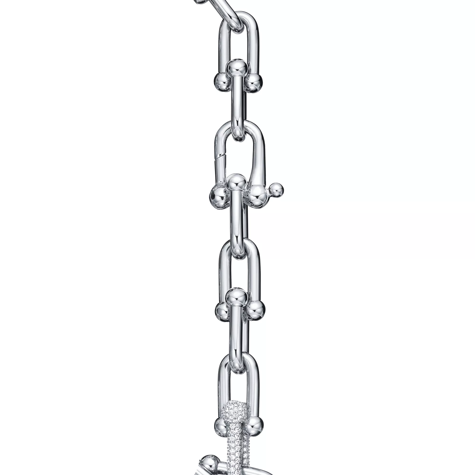 Large Link Bracelet in White Gold with Diamonds