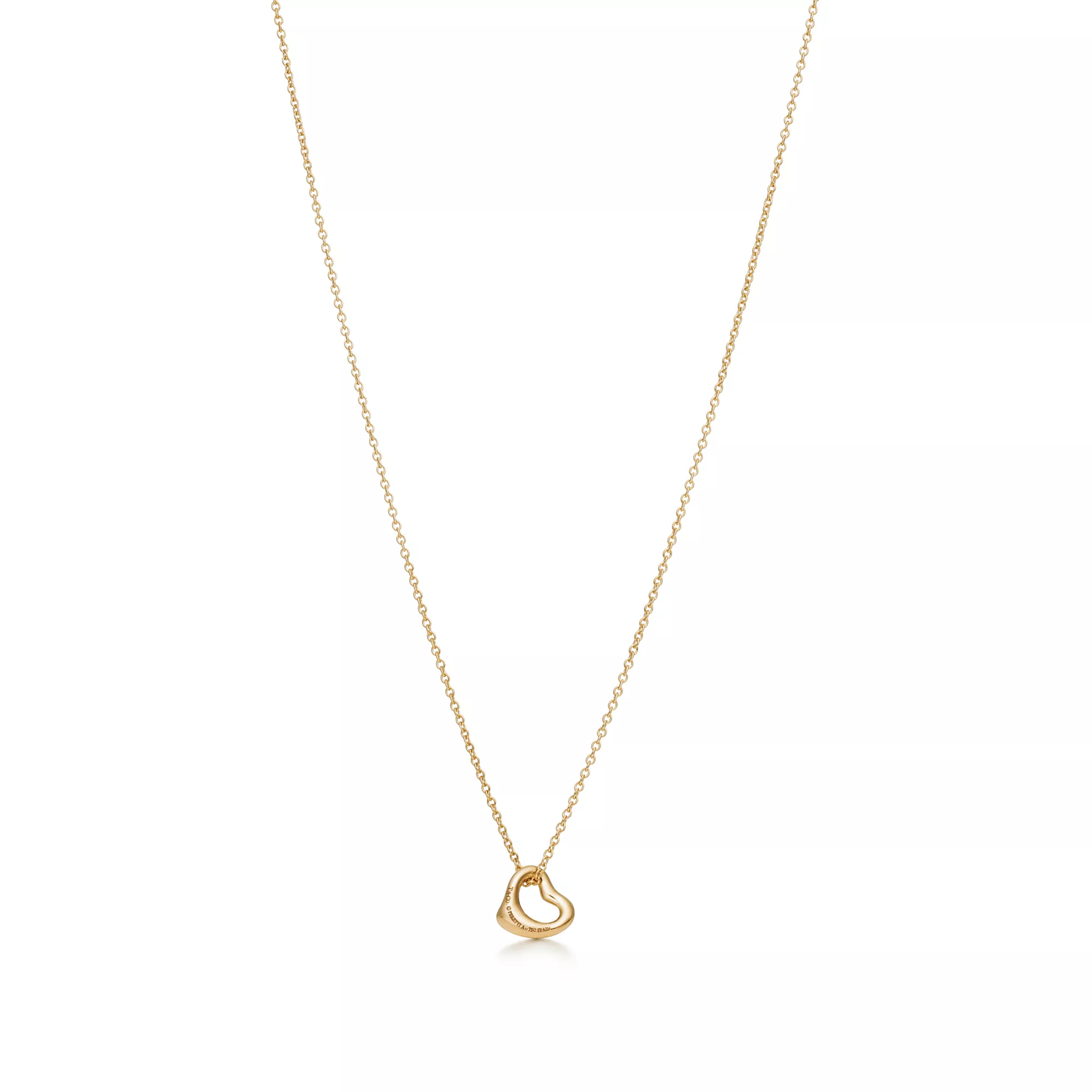Open Heart Pendant in Yellow Gold, 7 mm