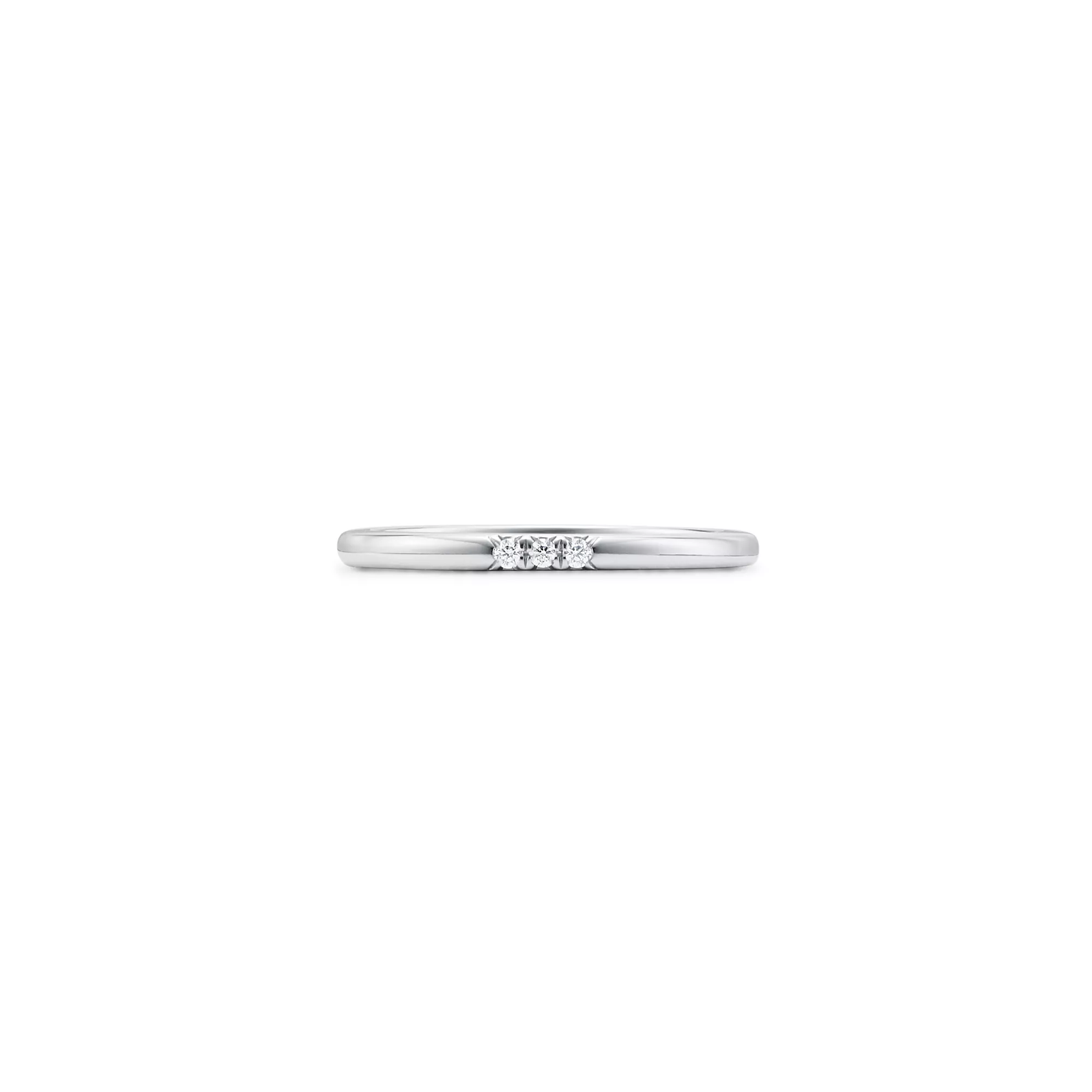 Wedding Band Ring in Platinum with Diamonds, 2 mm Wide