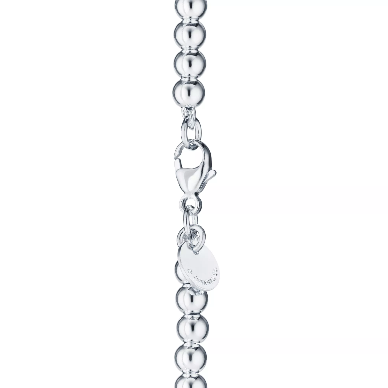 Red Heart Tag Bead Bracelet in Silver