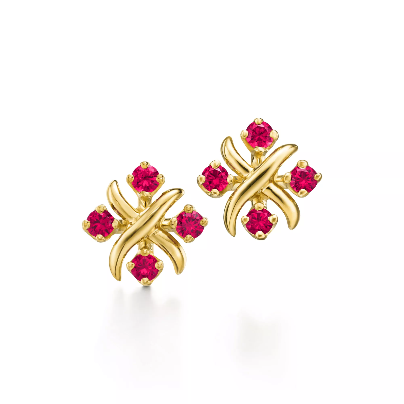 Earrings in Yellow Gold with Rubies