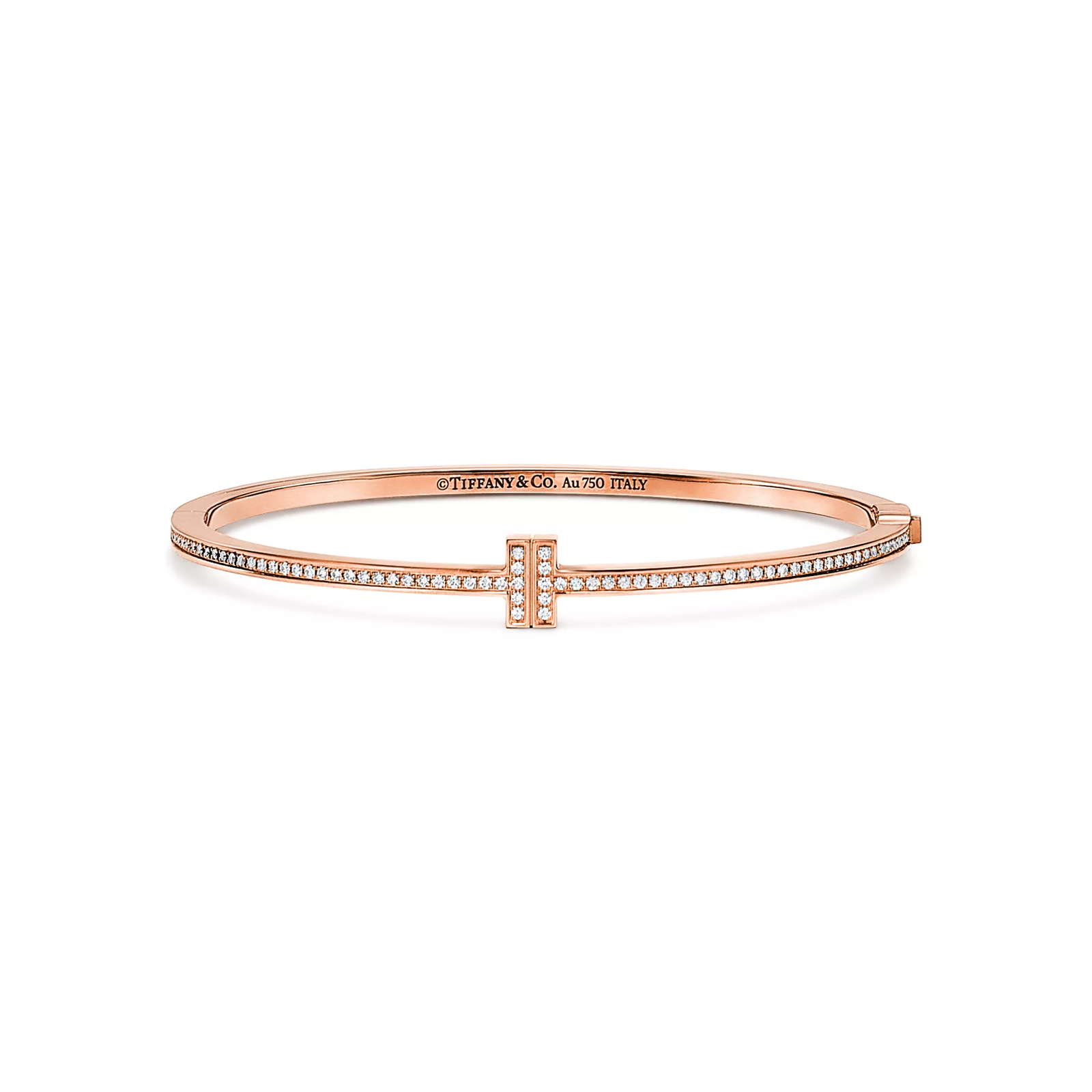Diamond Hinged Wire Bangle in Rose Gold