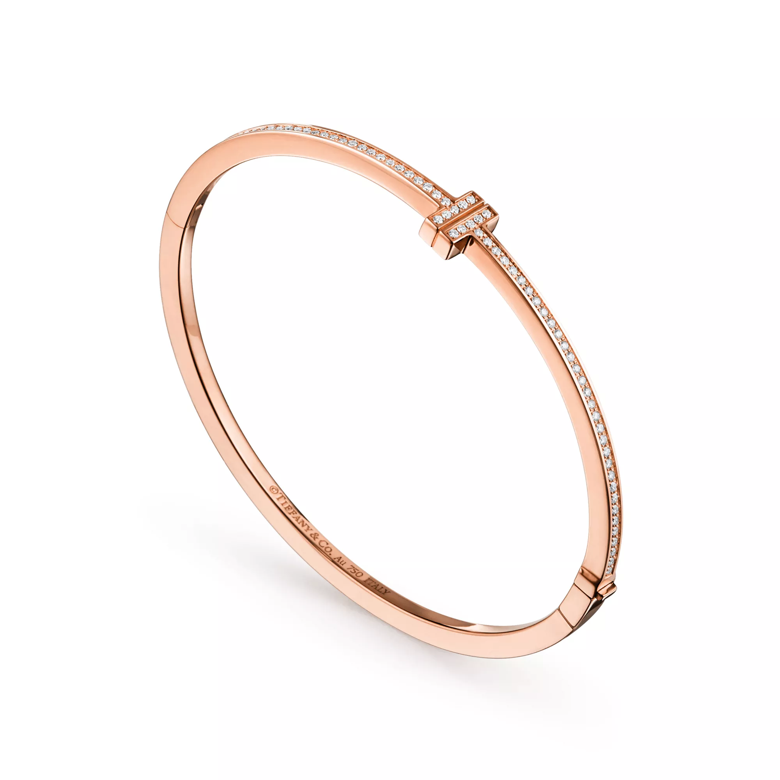 Diamond Hinged Wire Bangle in Rose Gold