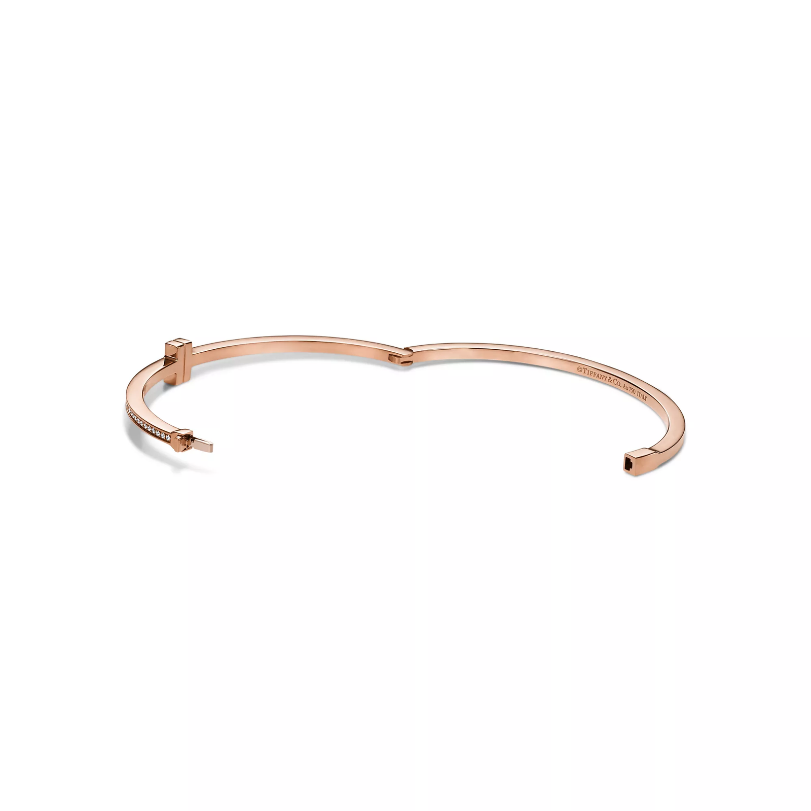 Diamond Hinged Wire Bangle in Rose Gold