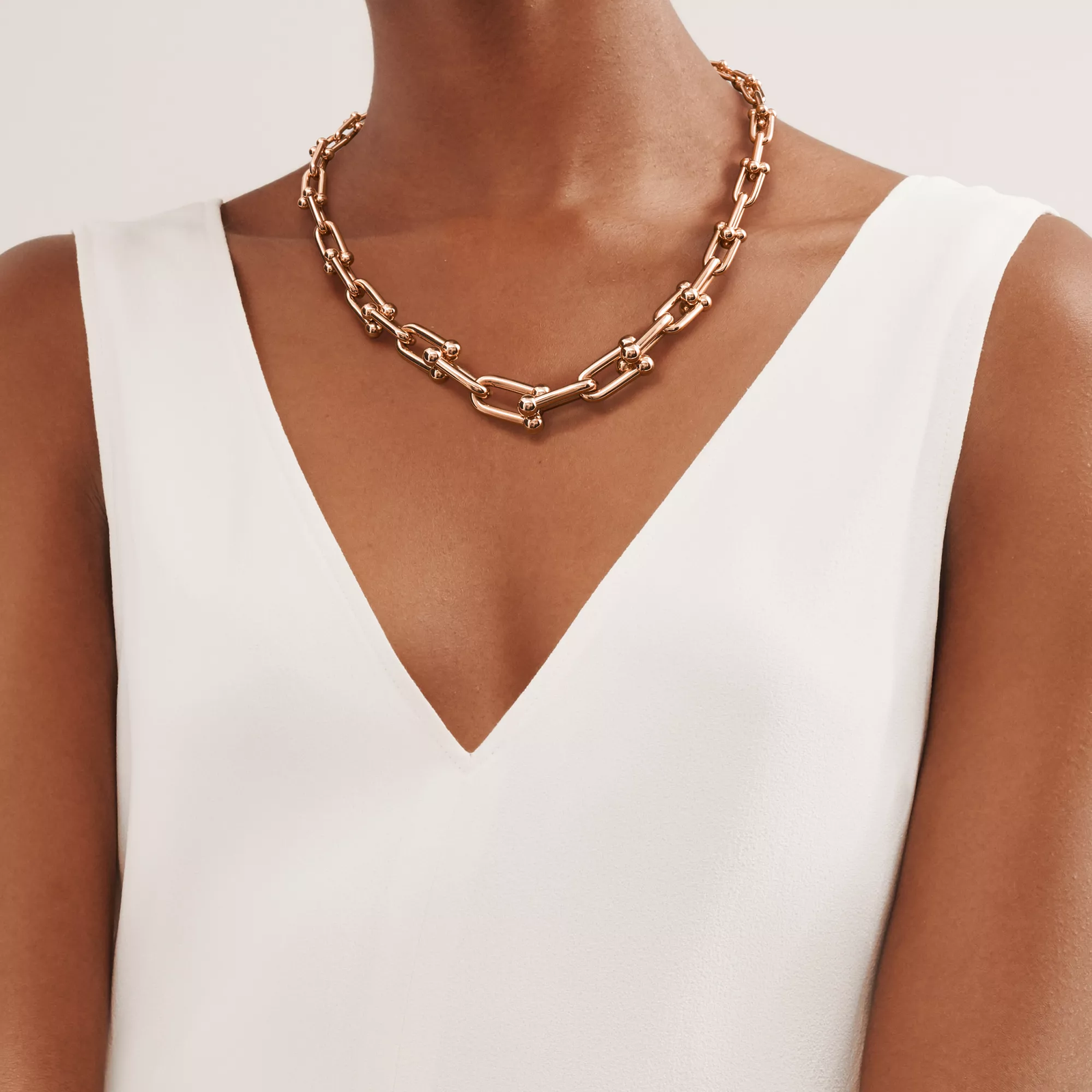 Graduated Link Necklace in Rose Gold