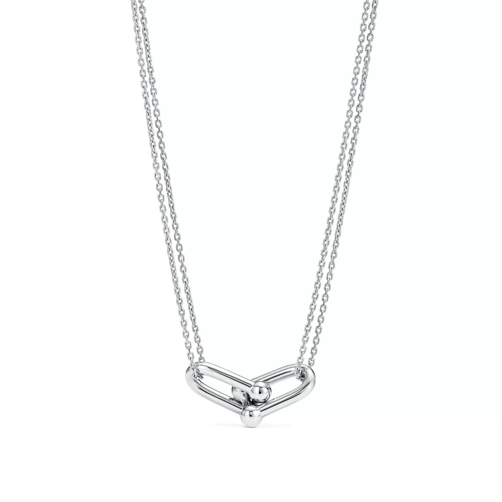 Large Double Link Pendant in Sterling Silver