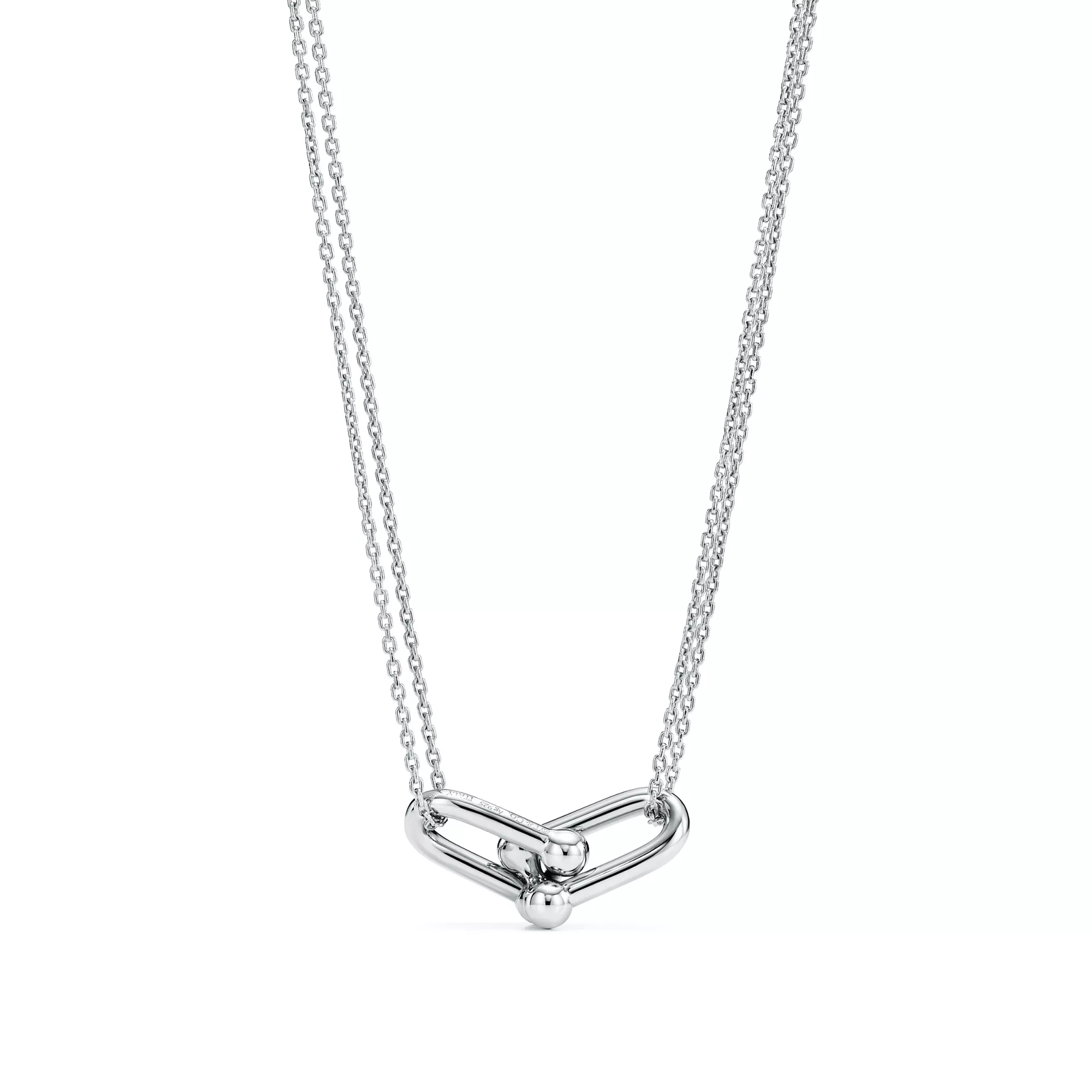Large Double Link Pendant in Sterling Silver