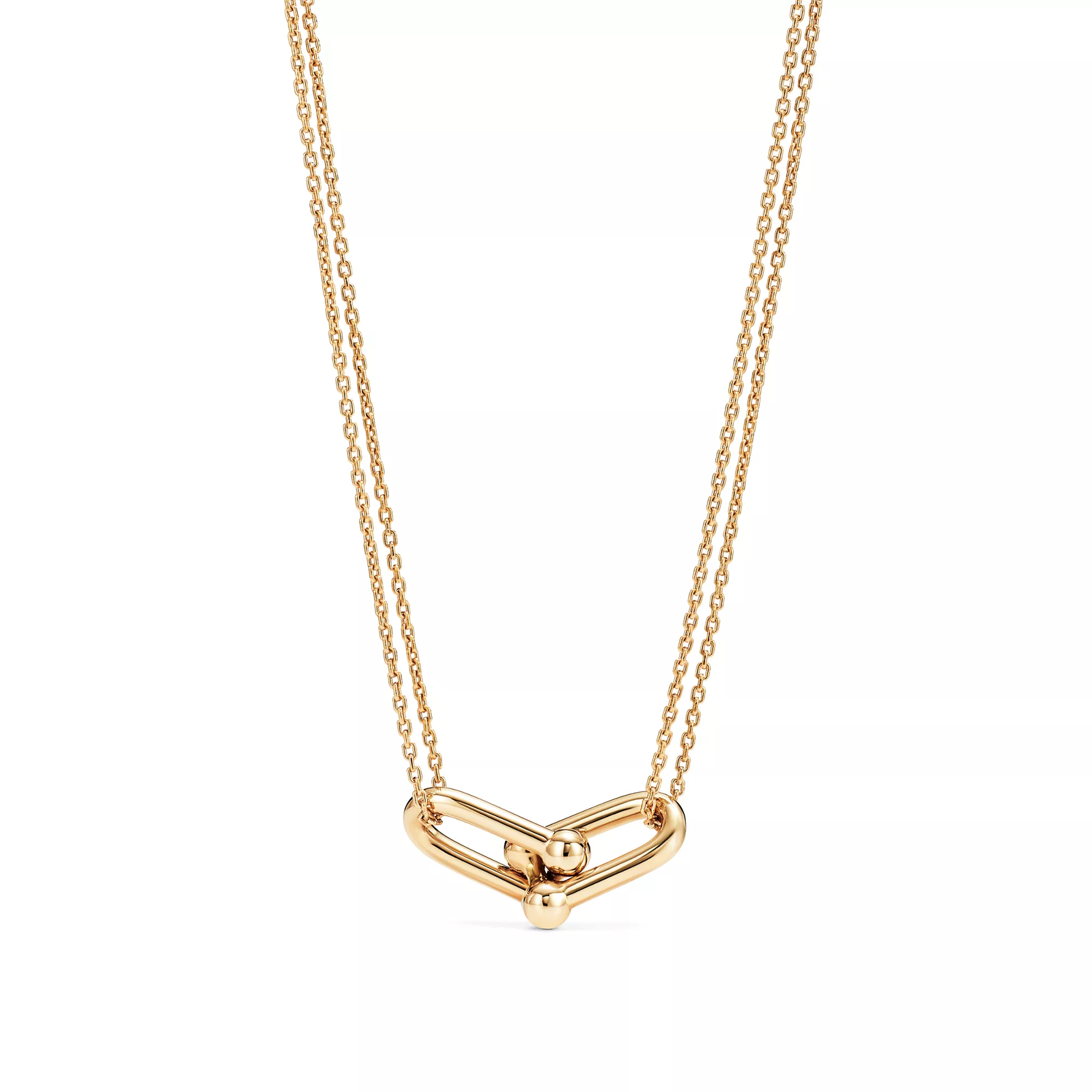 Large Double Link Pendant in Yellow Gold