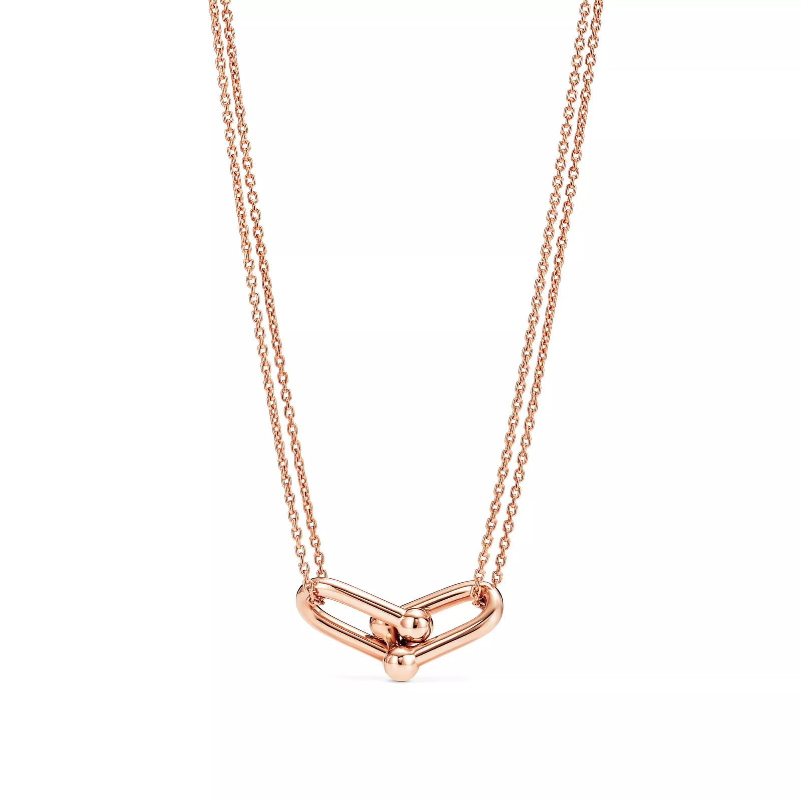 Large Double Link Pendant in Rose Gold