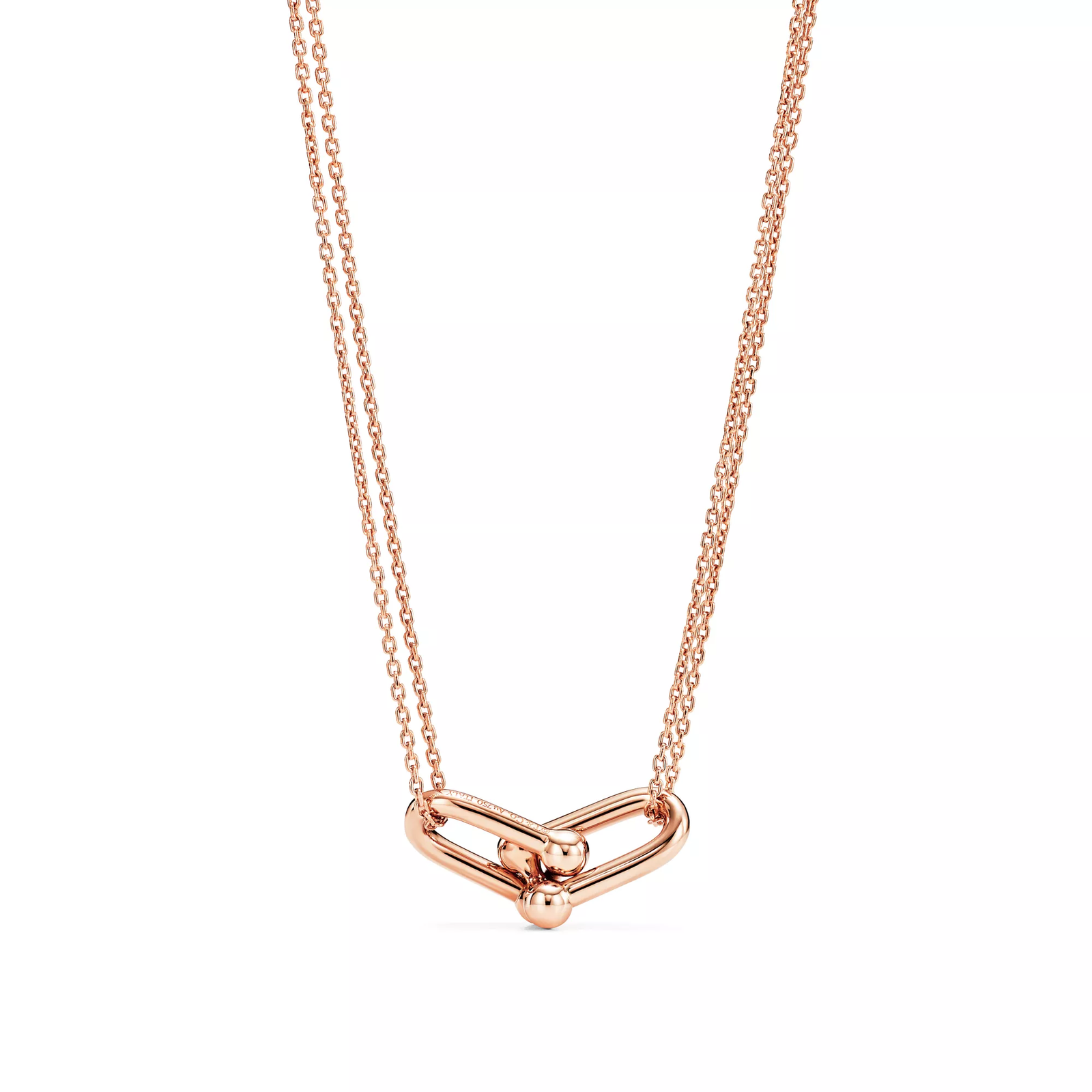 Large Double Link Pendant in Rose Gold