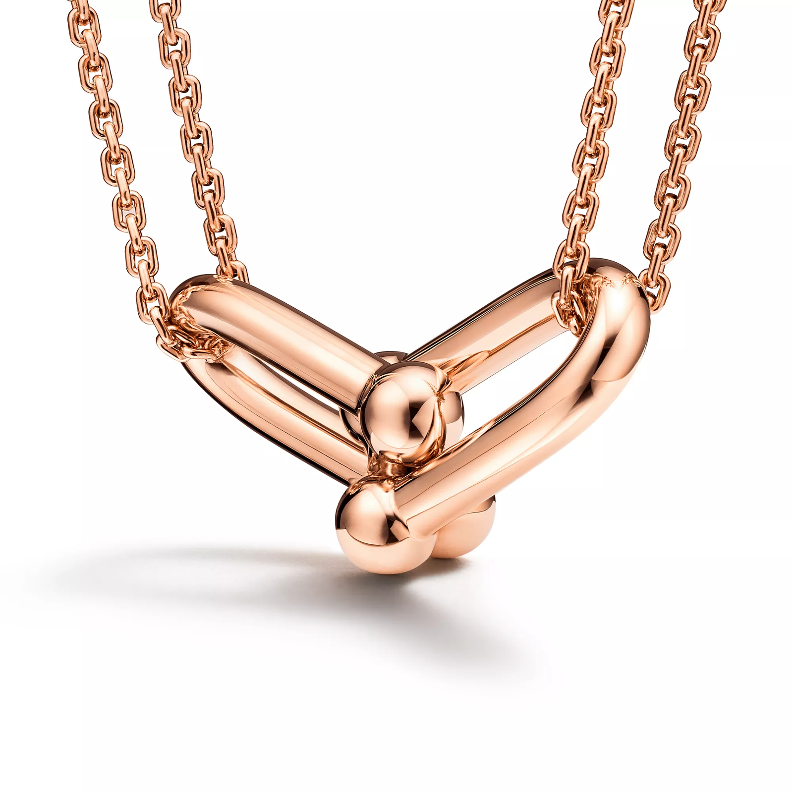 Large Double Link Pendant in Rose Gold
