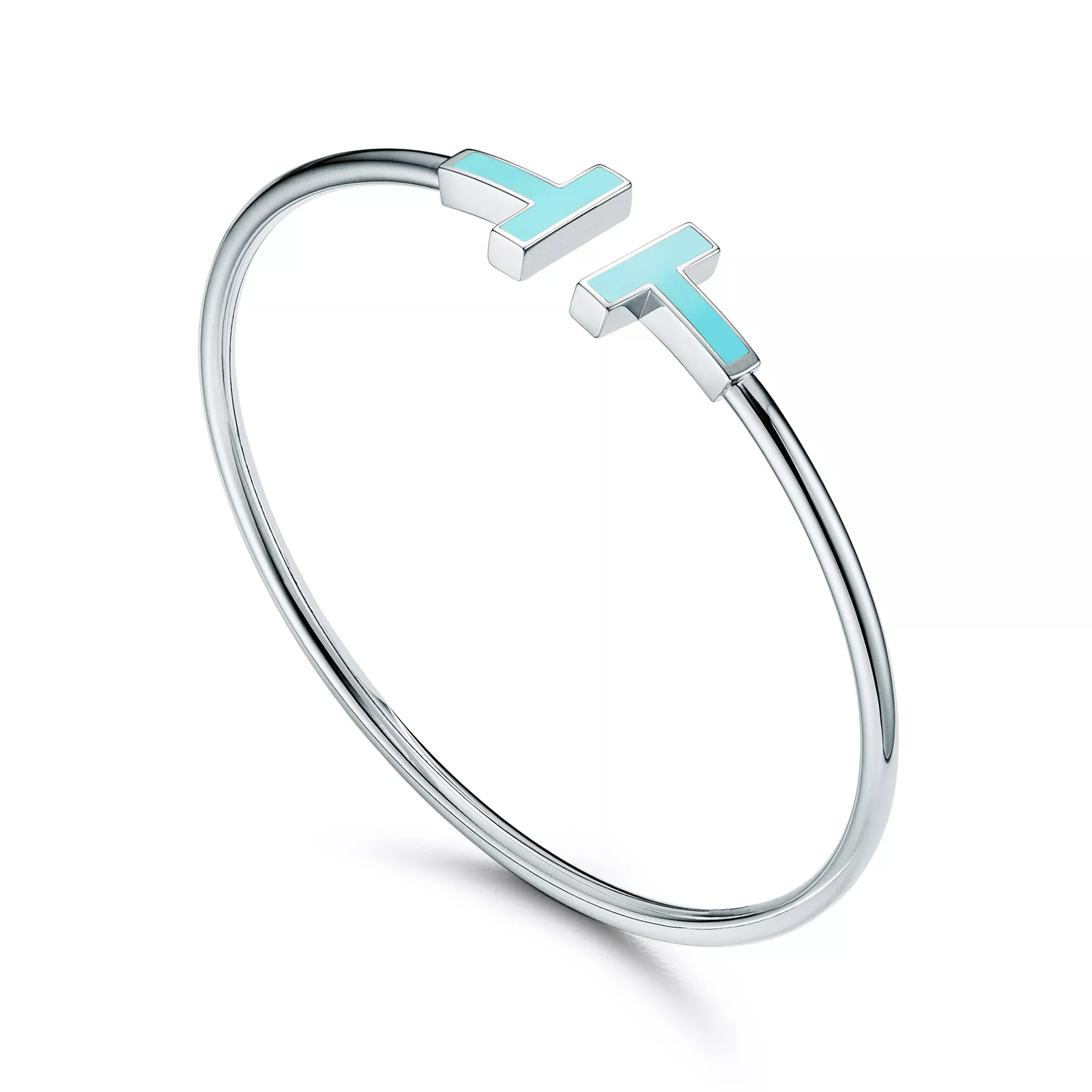 Turquoise Wire Bracelet in White Gold