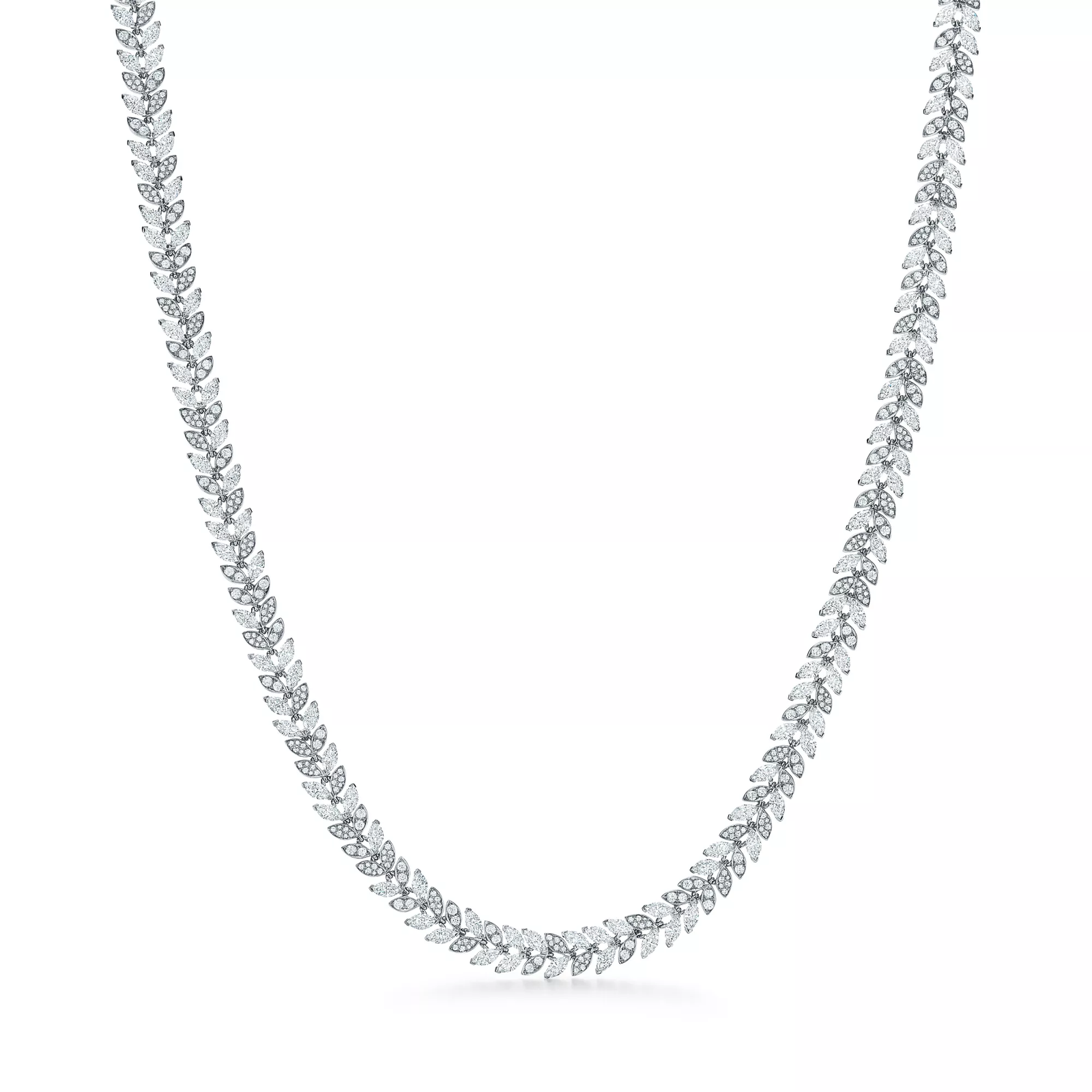 Diamond Vine Necklace in Platinum, 16"
