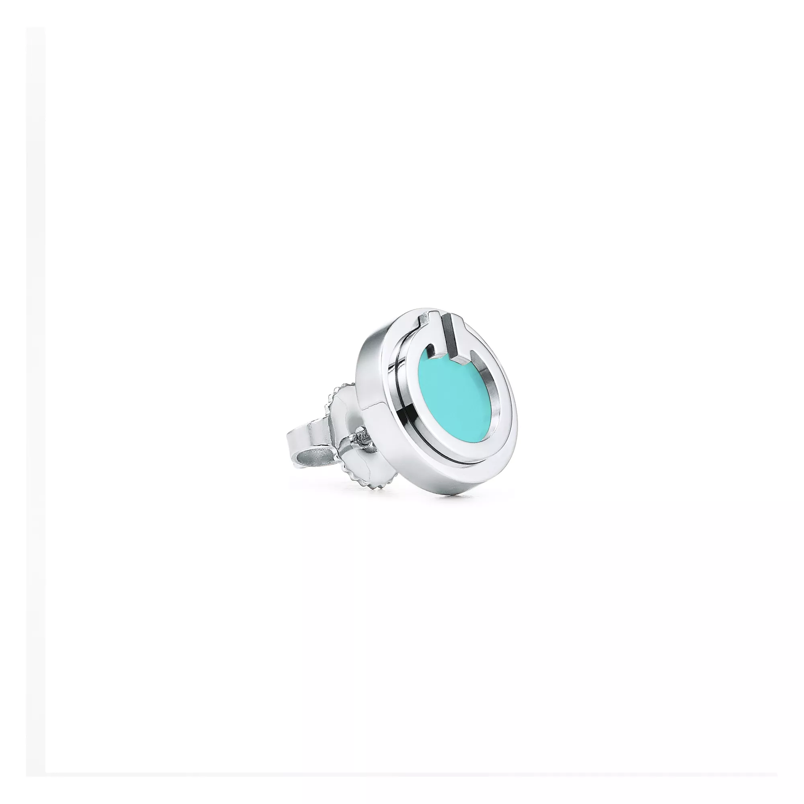 Turquoise Circle Earrings in White Gold