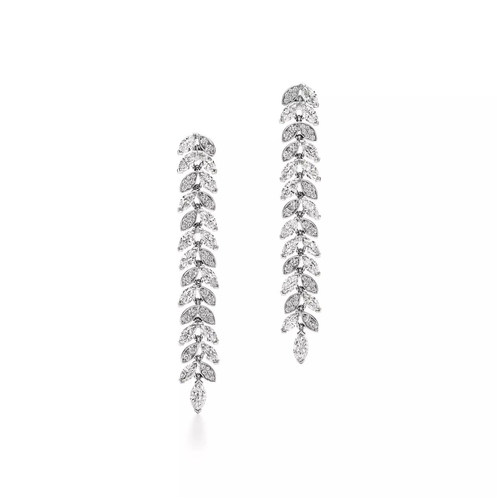 Diamond Vine Drop Earrings in Platinum