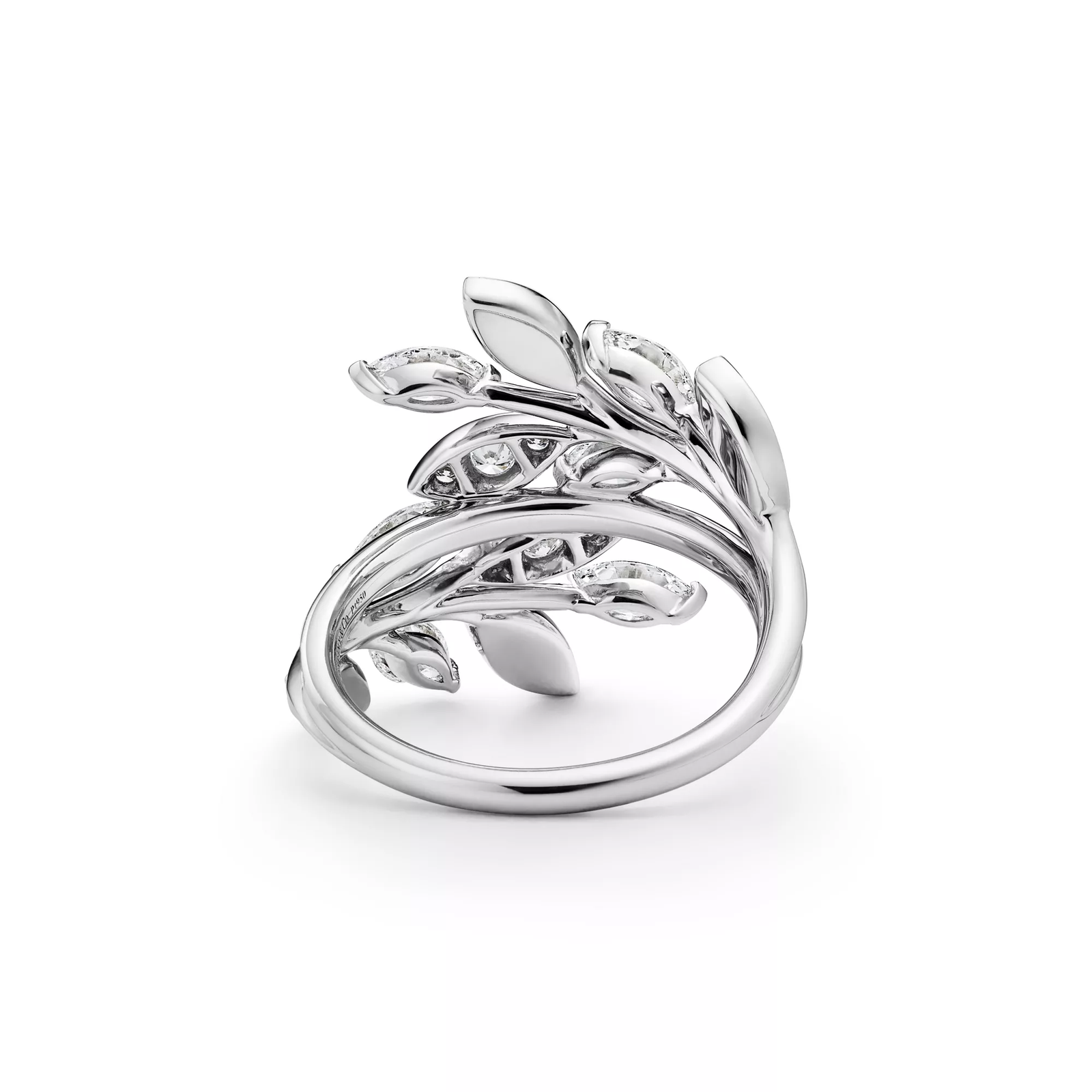 Diamond Vine Bypass Ring in Platinum