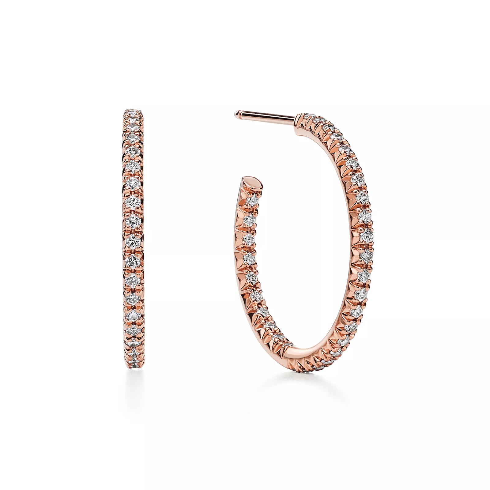 Hoop Earrings in Rose Gold with Diamonds, Medium