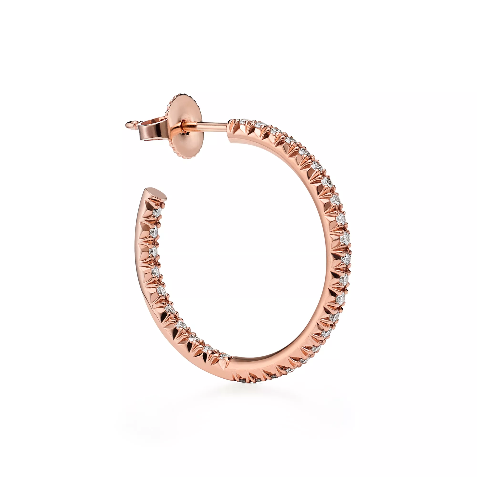 Hoop Earrings in Rose Gold with Diamonds, Medium