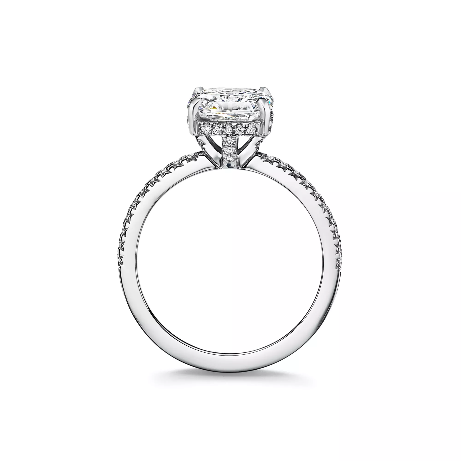 Engagement Ring with a Tiffany True Diamond and a Platinum Diamond Band