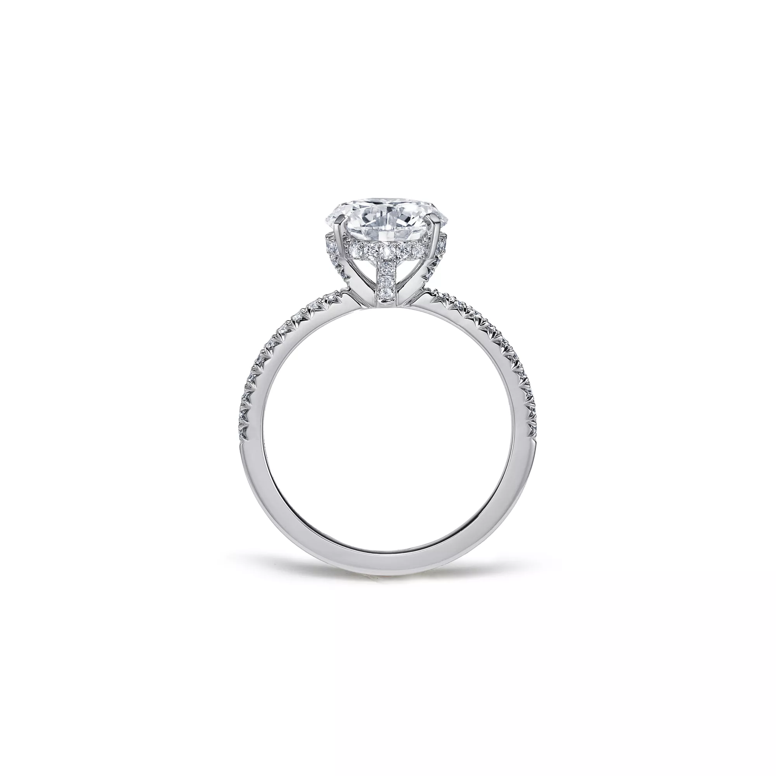Engagement Ring with a Round Brilliant Diamond and a Platinum Diamond Band