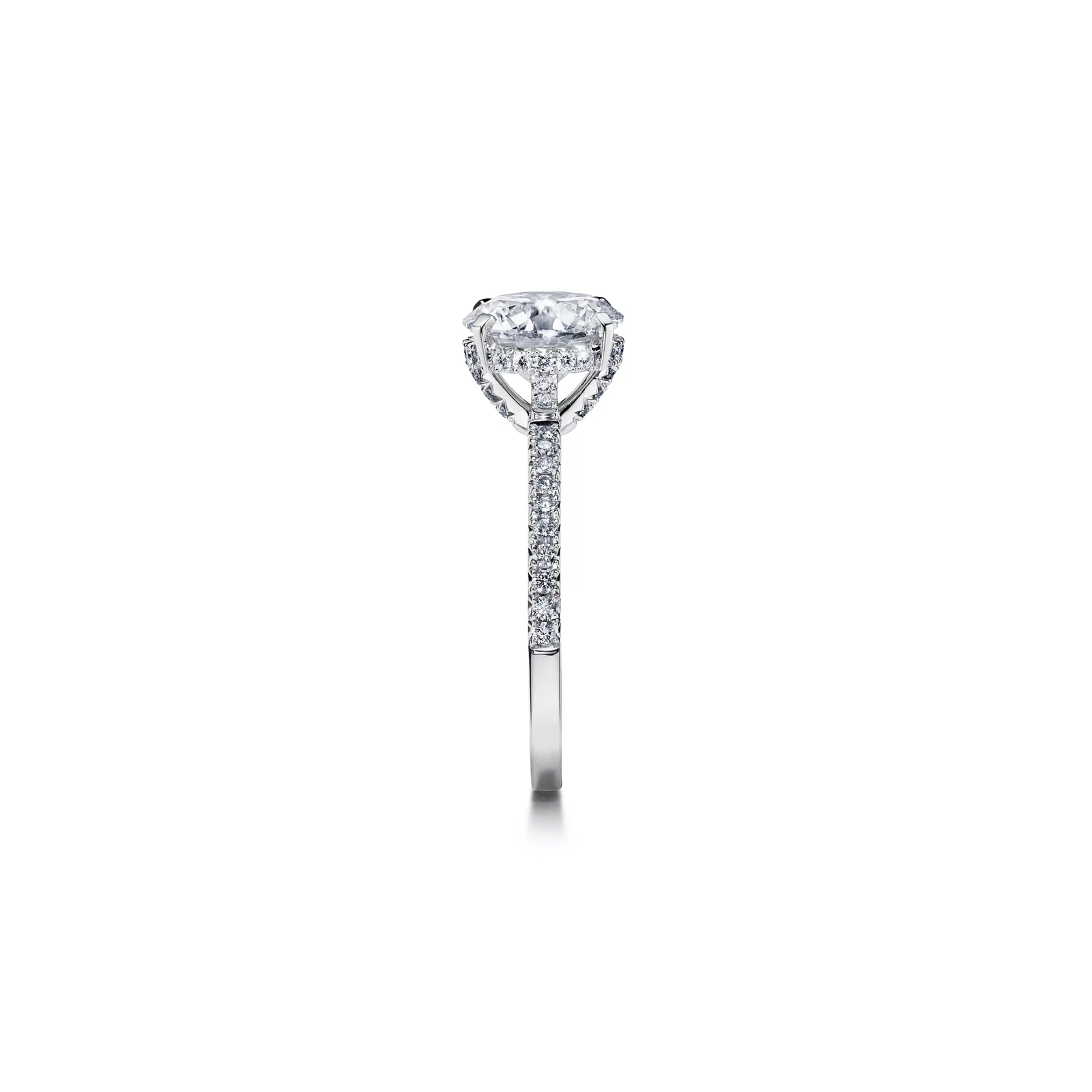 Engagement Ring with a Round Brilliant Diamond and a Platinum Diamond Band
