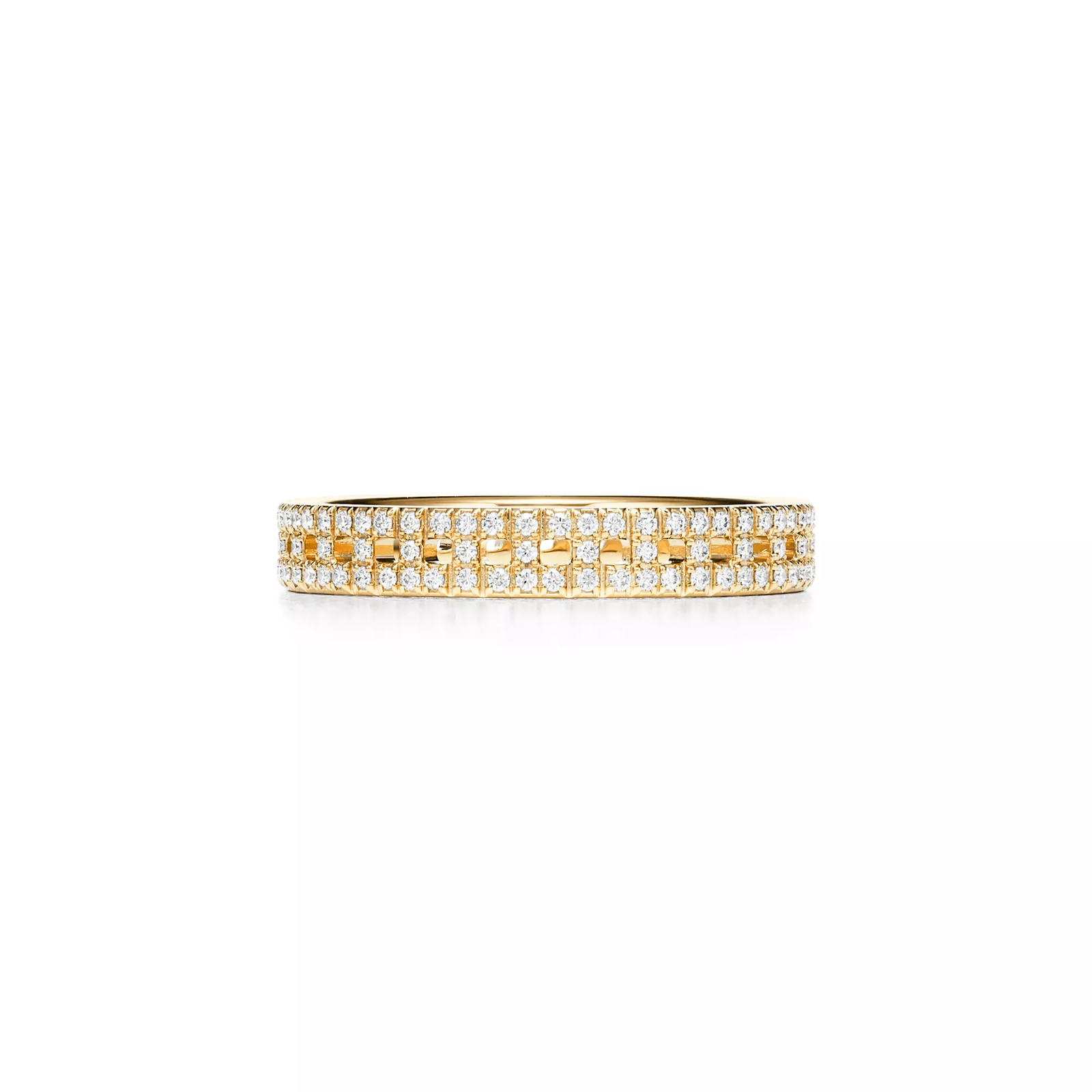 True Narrow Ring in Gold with Pave Diamonds