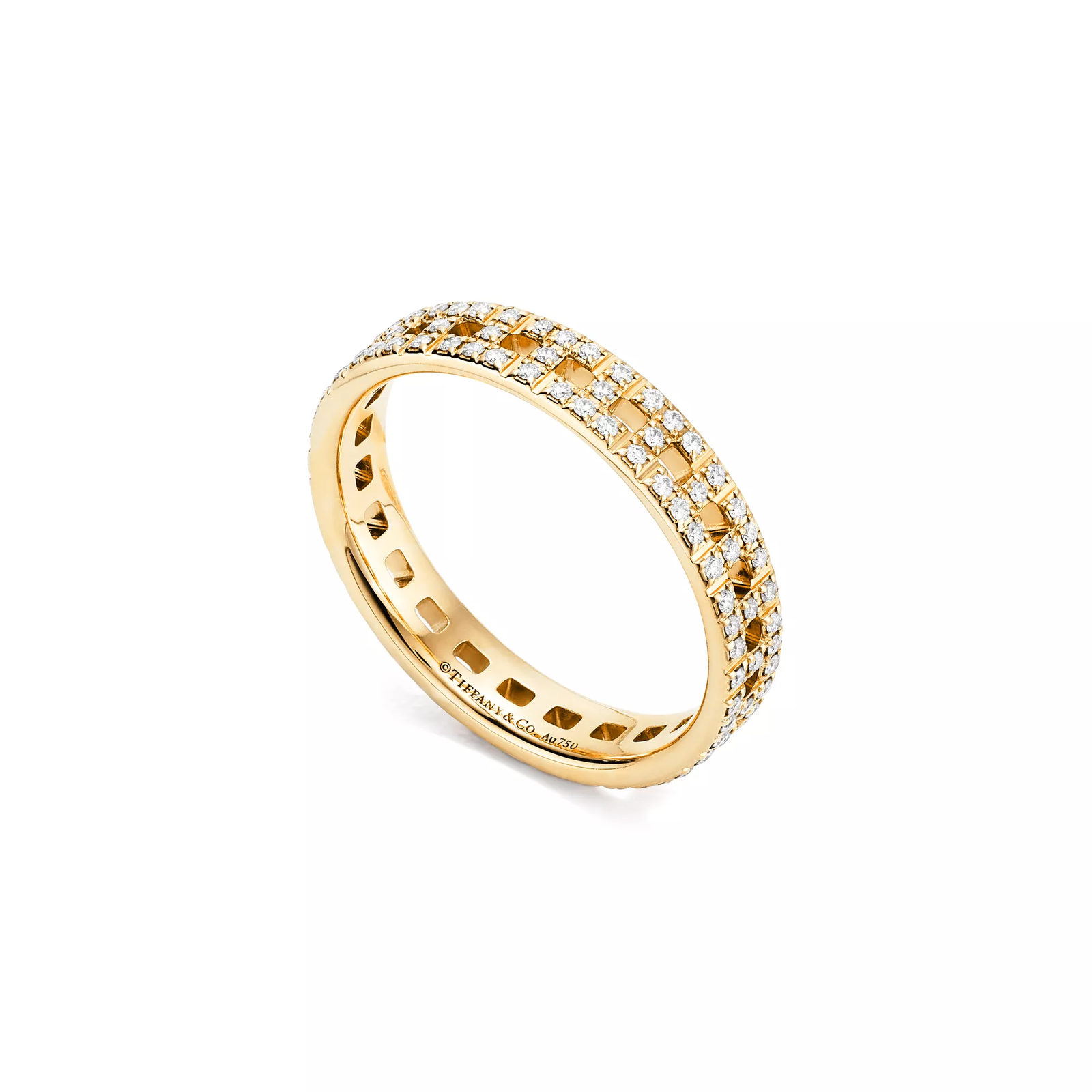 True Narrow Ring in Gold with Pave Diamonds