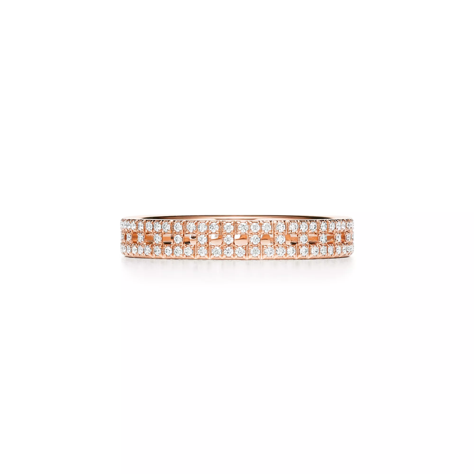 True Narrow Ring in Rose Gold with Pave Diamonds