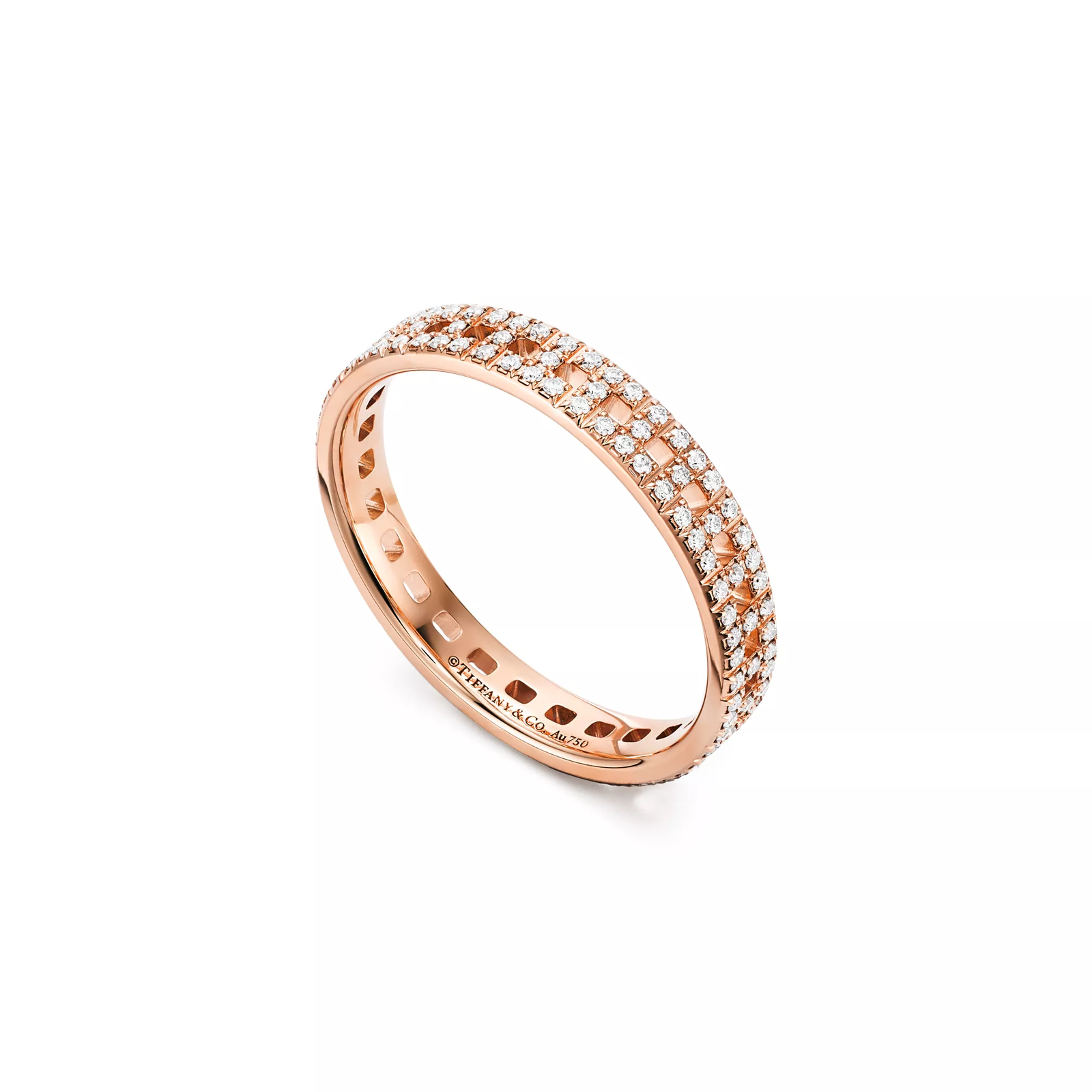 True Narrow Ring in Rose Gold with Pave Diamonds