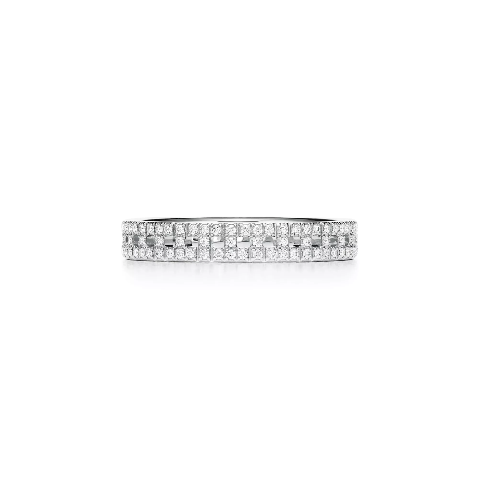 True Narrow Ring in White Gold with Pave Diamonds