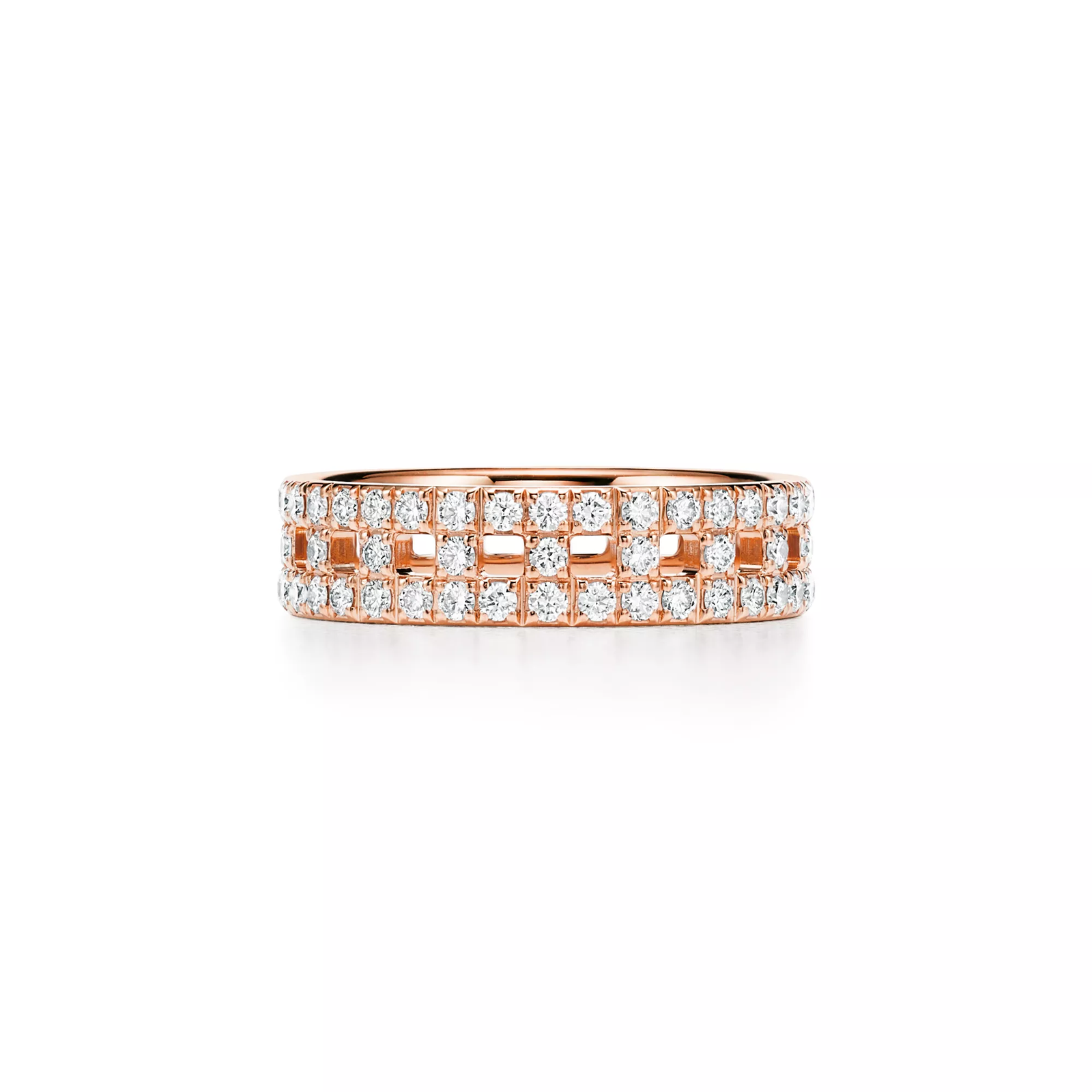 True Wide Ring in Rose Gold with Pave Diamonds