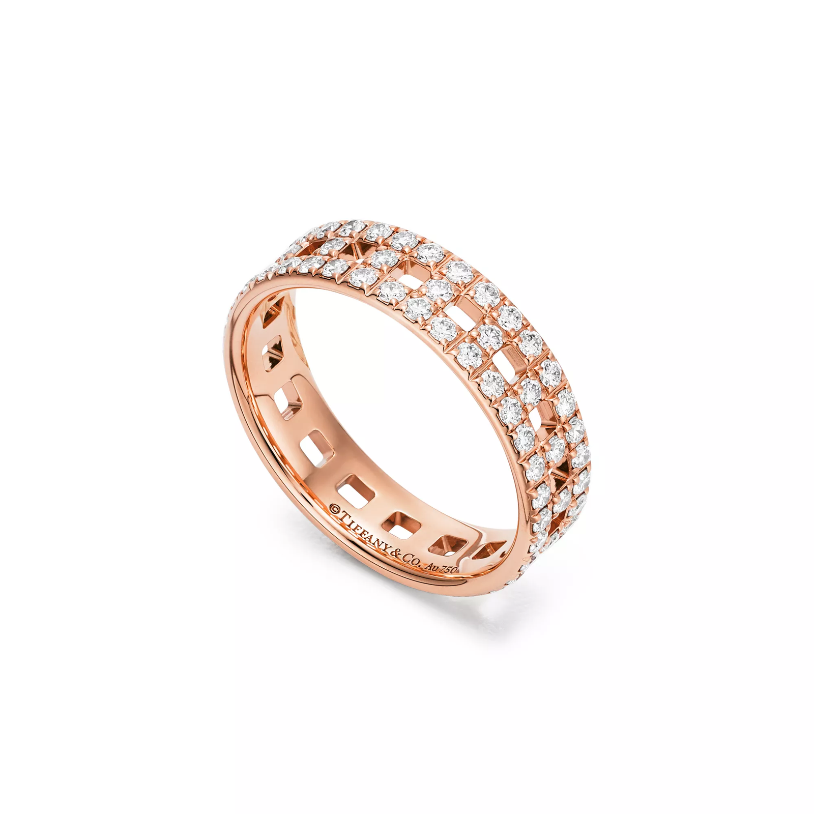 True Wide Ring in Rose Gold with Pave Diamonds