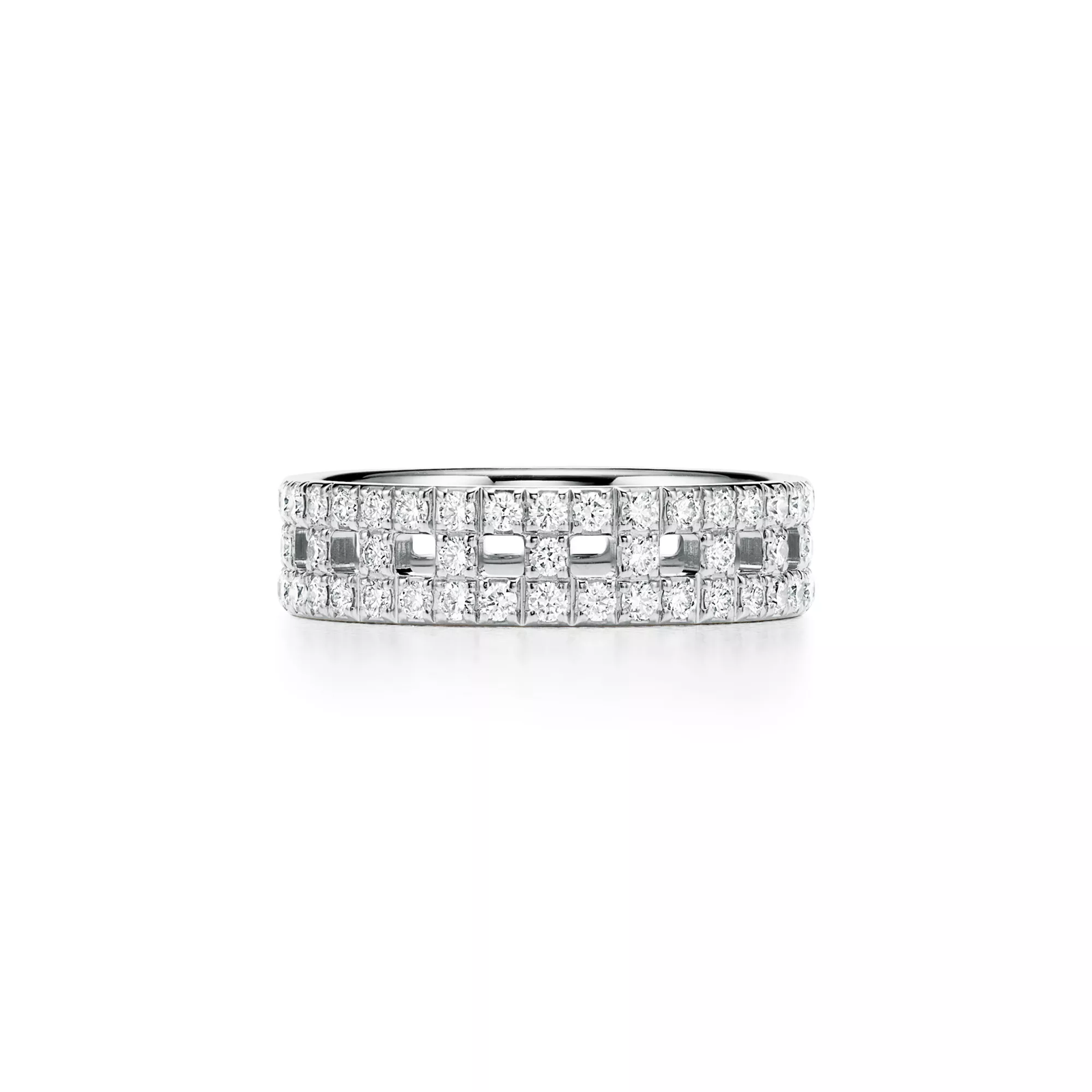 True Wide Ring in White Gold with Pave Diamonds